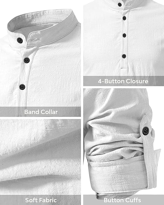 Aaryavar Men`s Solid Shurta - Cotton Blend Straight Kurta Shirt - White Color