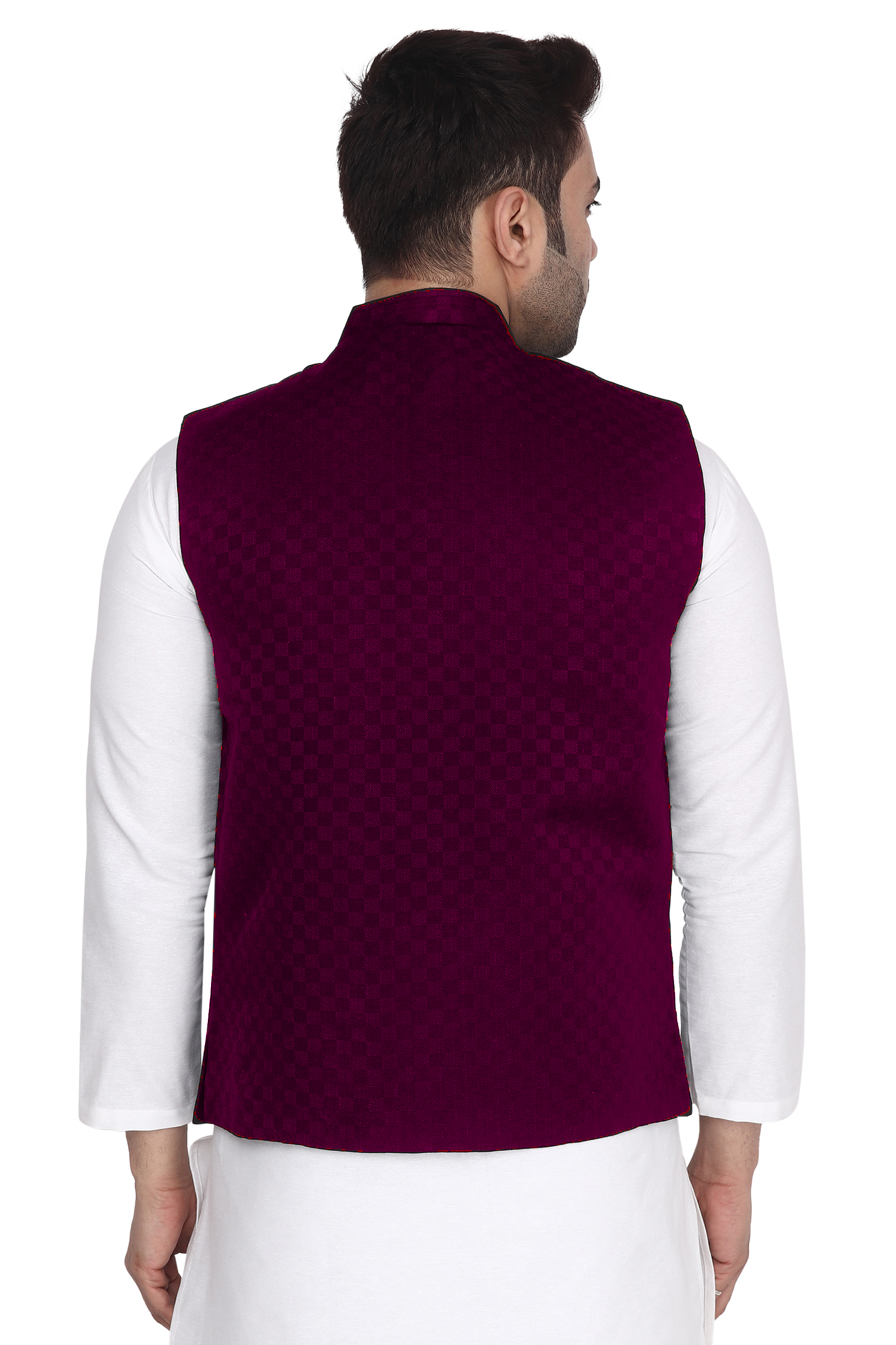 Aaryavar Ethnic Premium Nehru/Modi Jacket/Waistcoat - Sleeveless Coat for Formal & Festival Wear - Wine Color