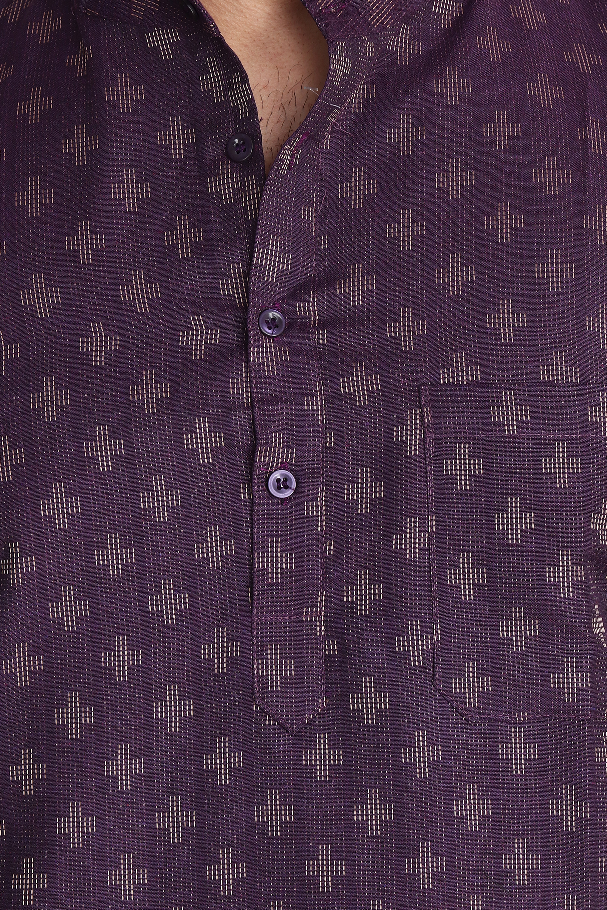 Aaryavar Men's Embroidered Premium Cotton Kurta - Purple Color