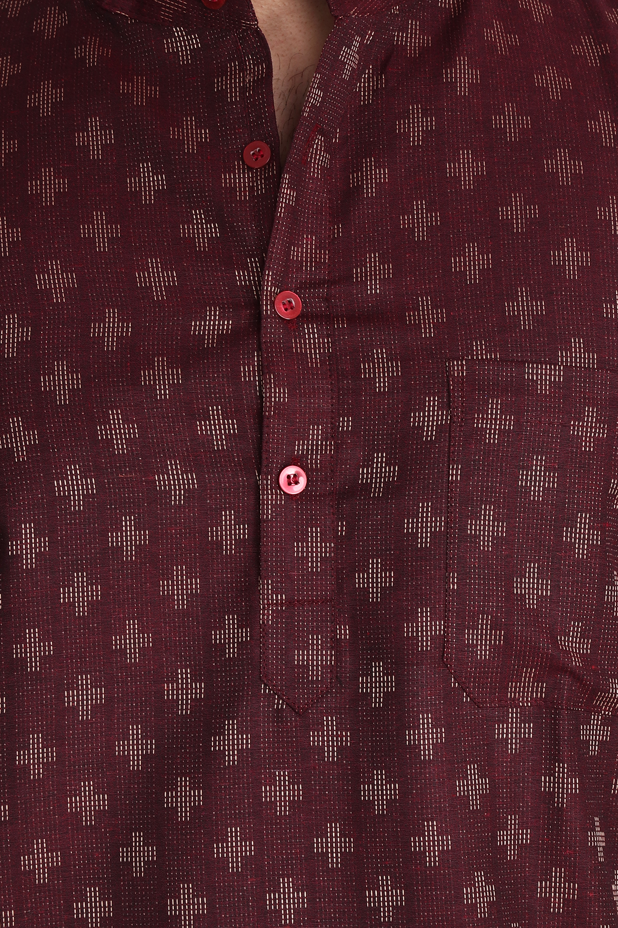 Aaryavar Men's Embroidered Premium Cotton Kurta - Maroon Color