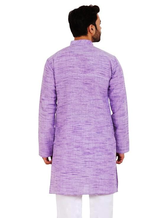 Aaryavar Men's Khadi Cotton Relaxed Kurta - Purple Color