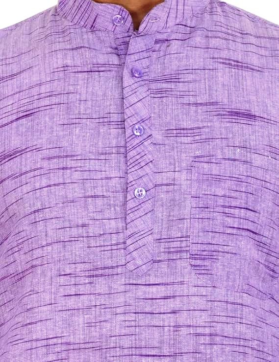 Aaryavar Men's Khadi Cotton Relaxed Kurta - Purple Color
