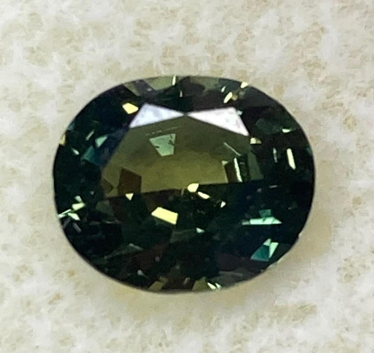 Sapphire Natural  Green with teal flash