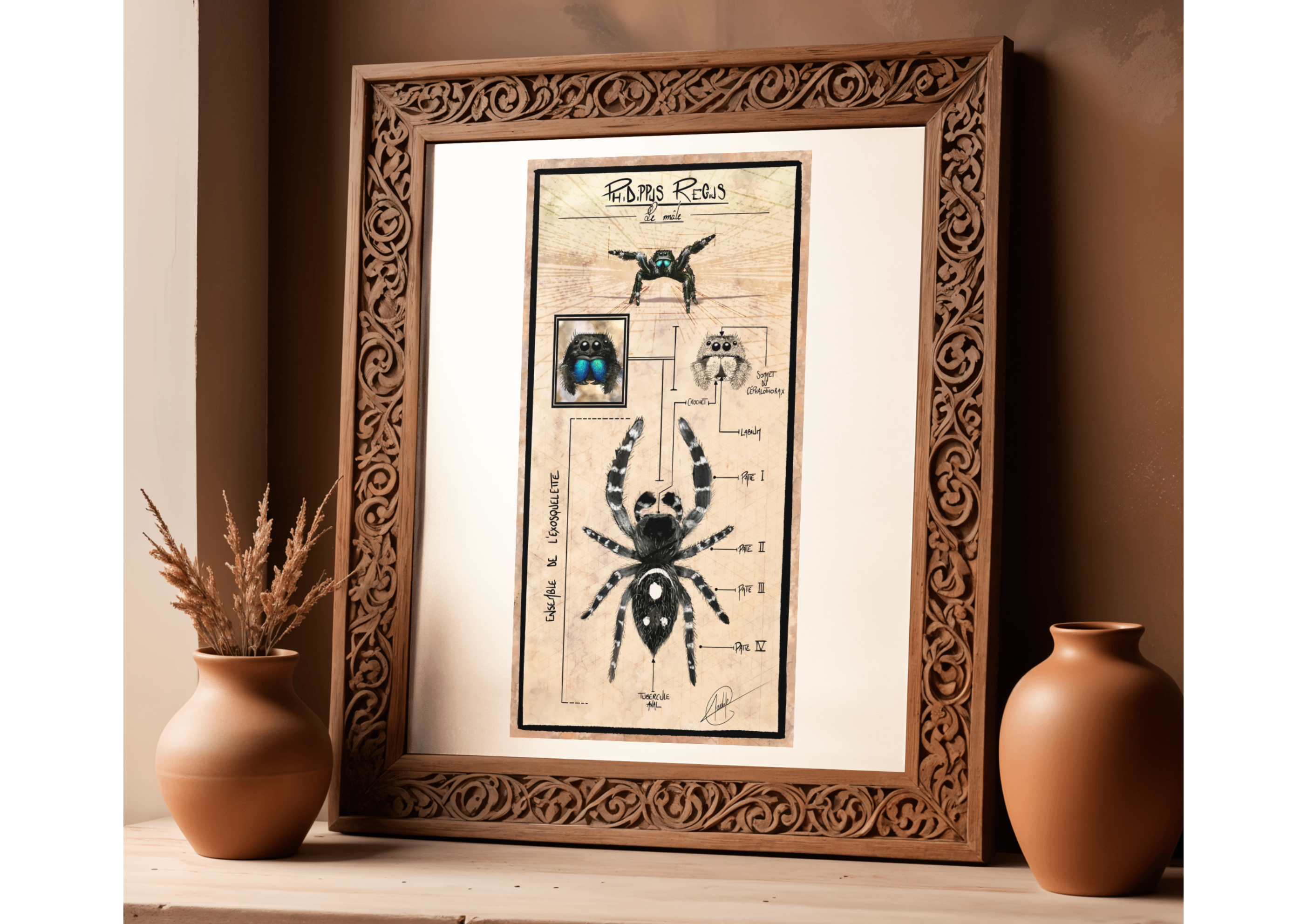 Planche anatomique | Mâle Phidippus Regius