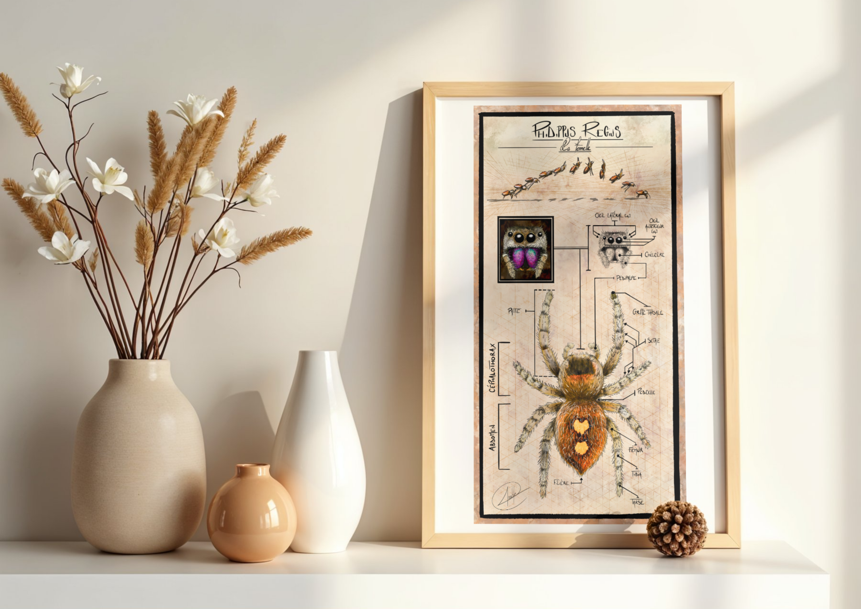 Planche anatomique Phidippus regius Femelle 