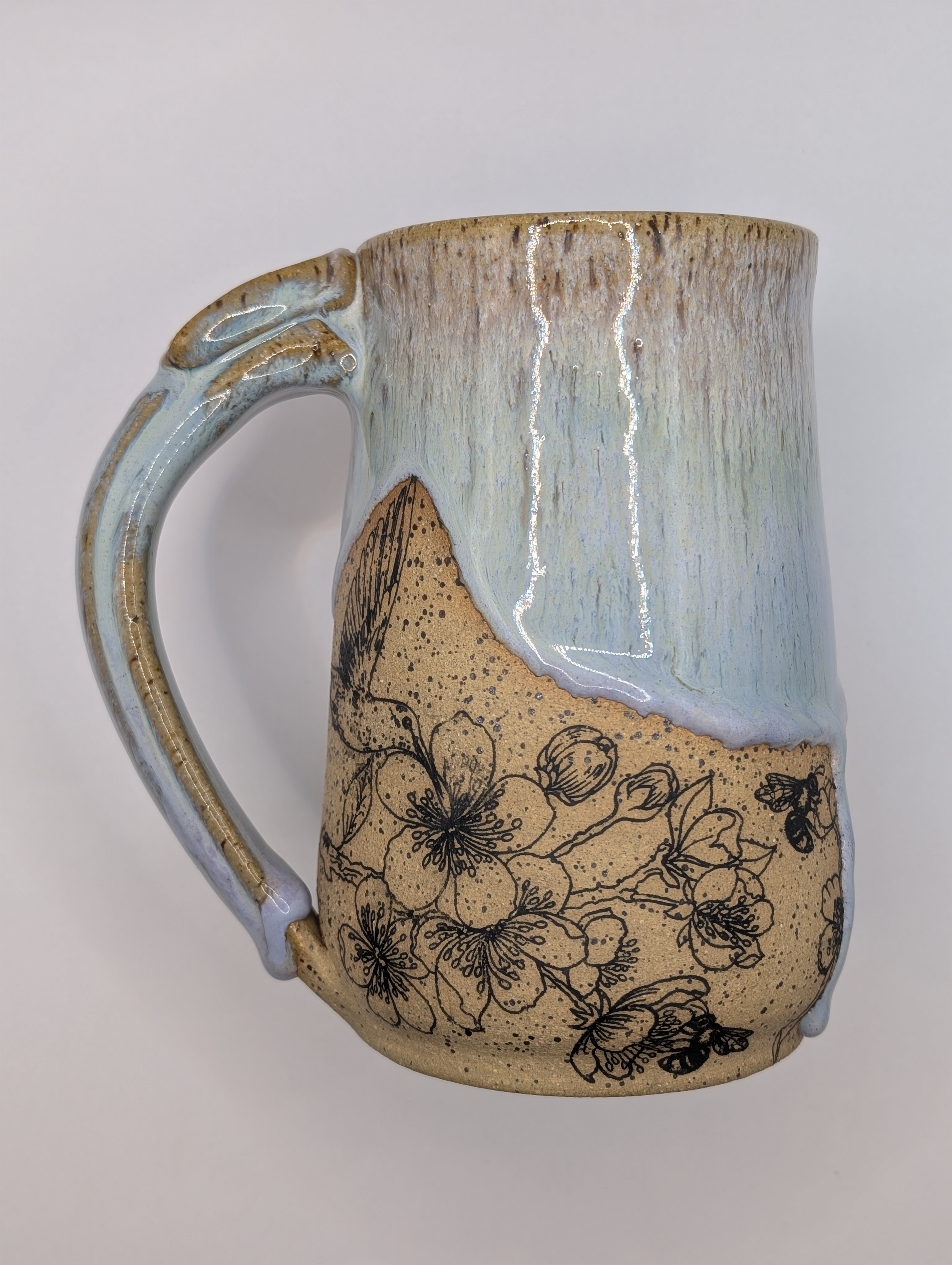 Hummingbird mug • 22oz • soft teal and lavender