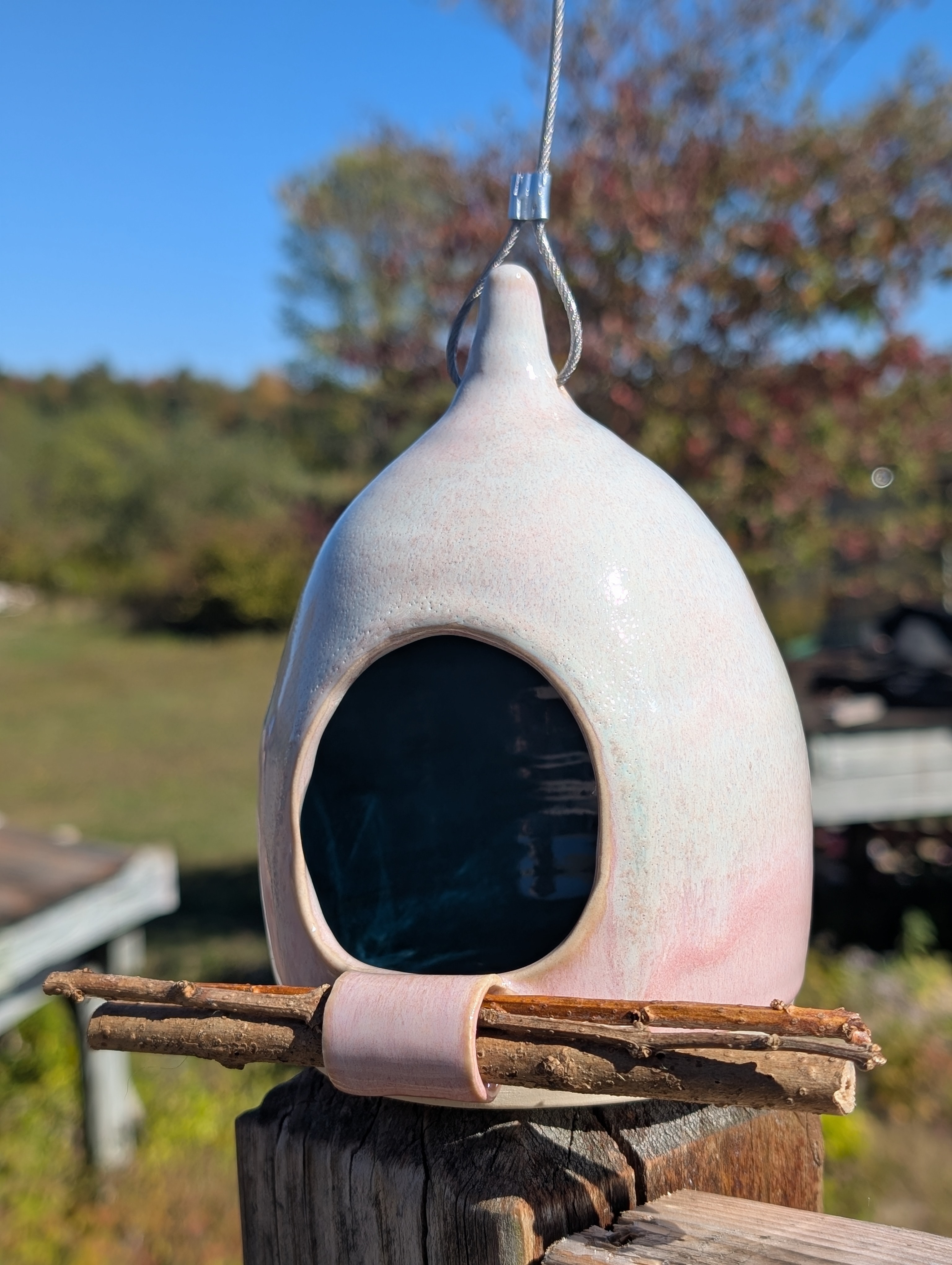 Bird feeder: baby blue pink 