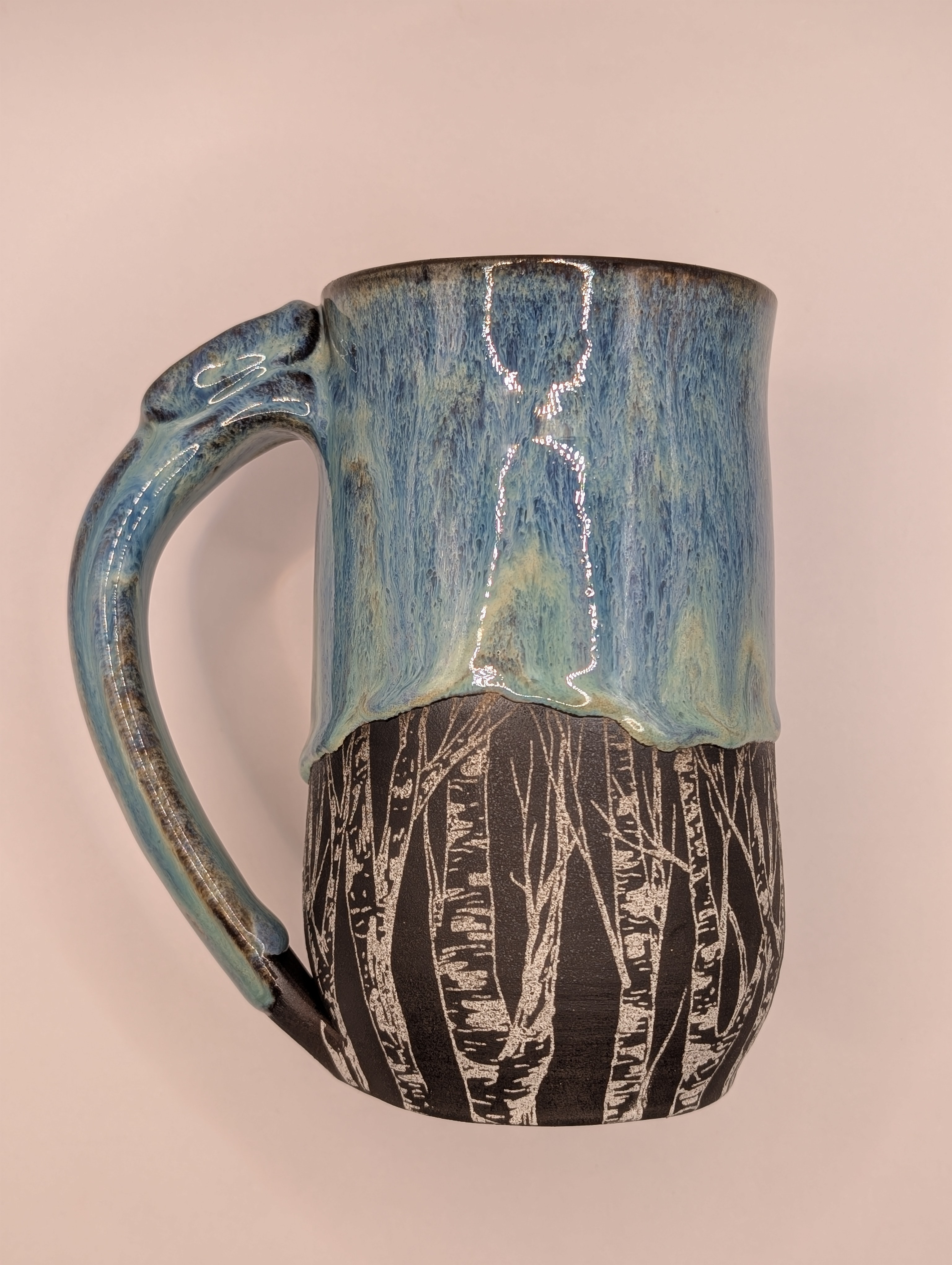 Birch Tree mug • 18oz • aqua blue 