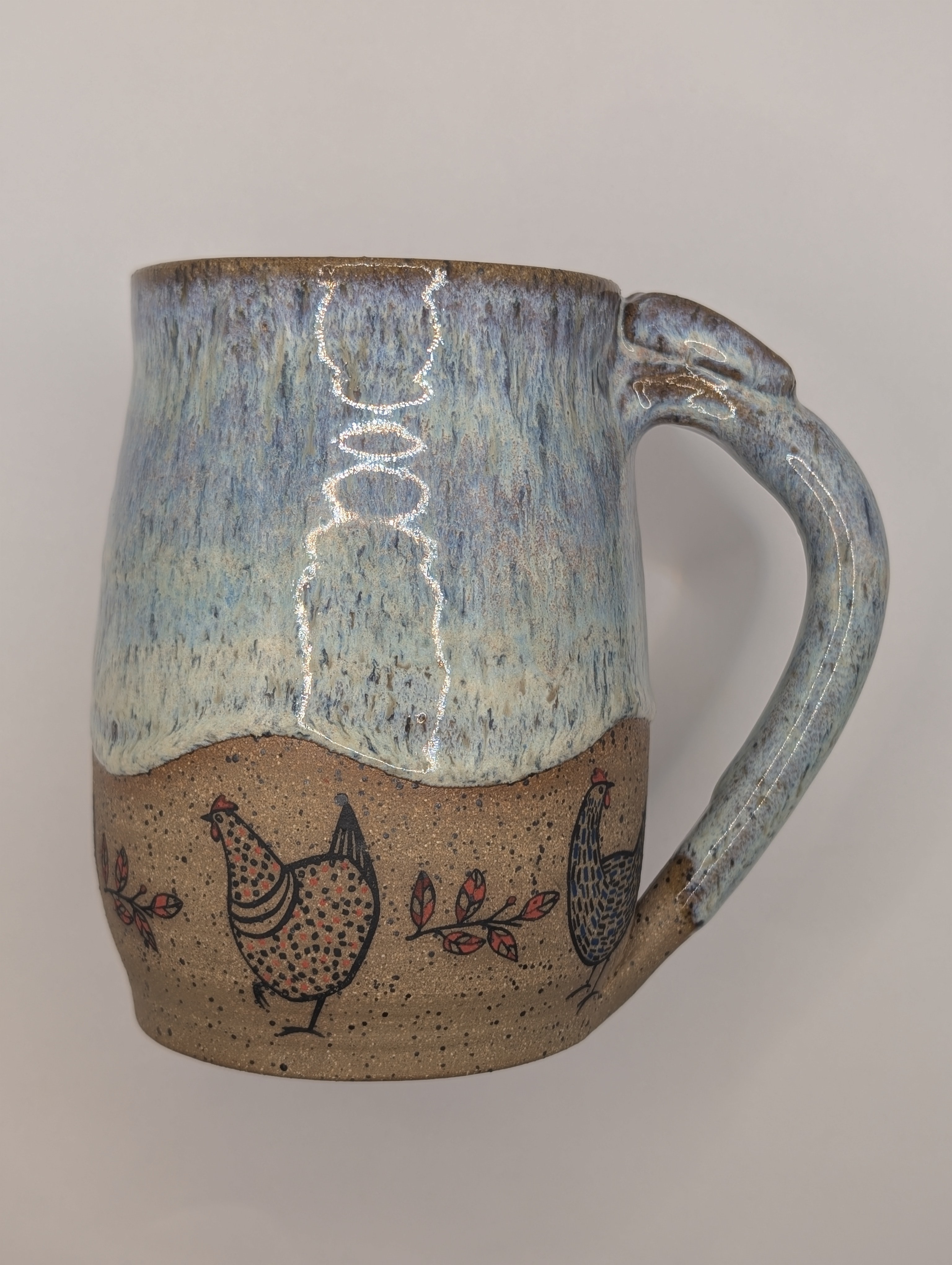 Chicken mug • 22oz • blue pink crystals