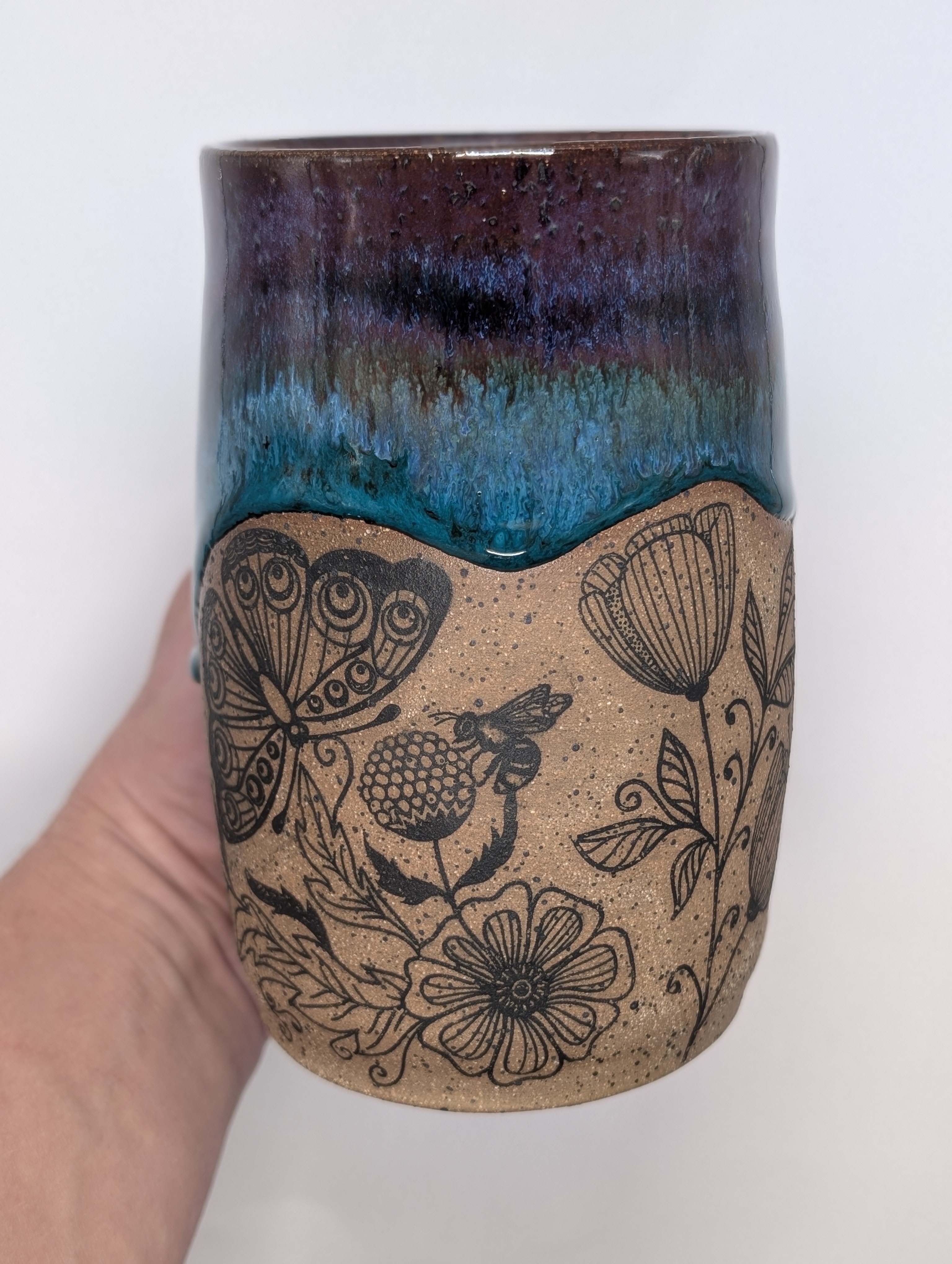 Pollinator mug • 22oz • purple turquoise 