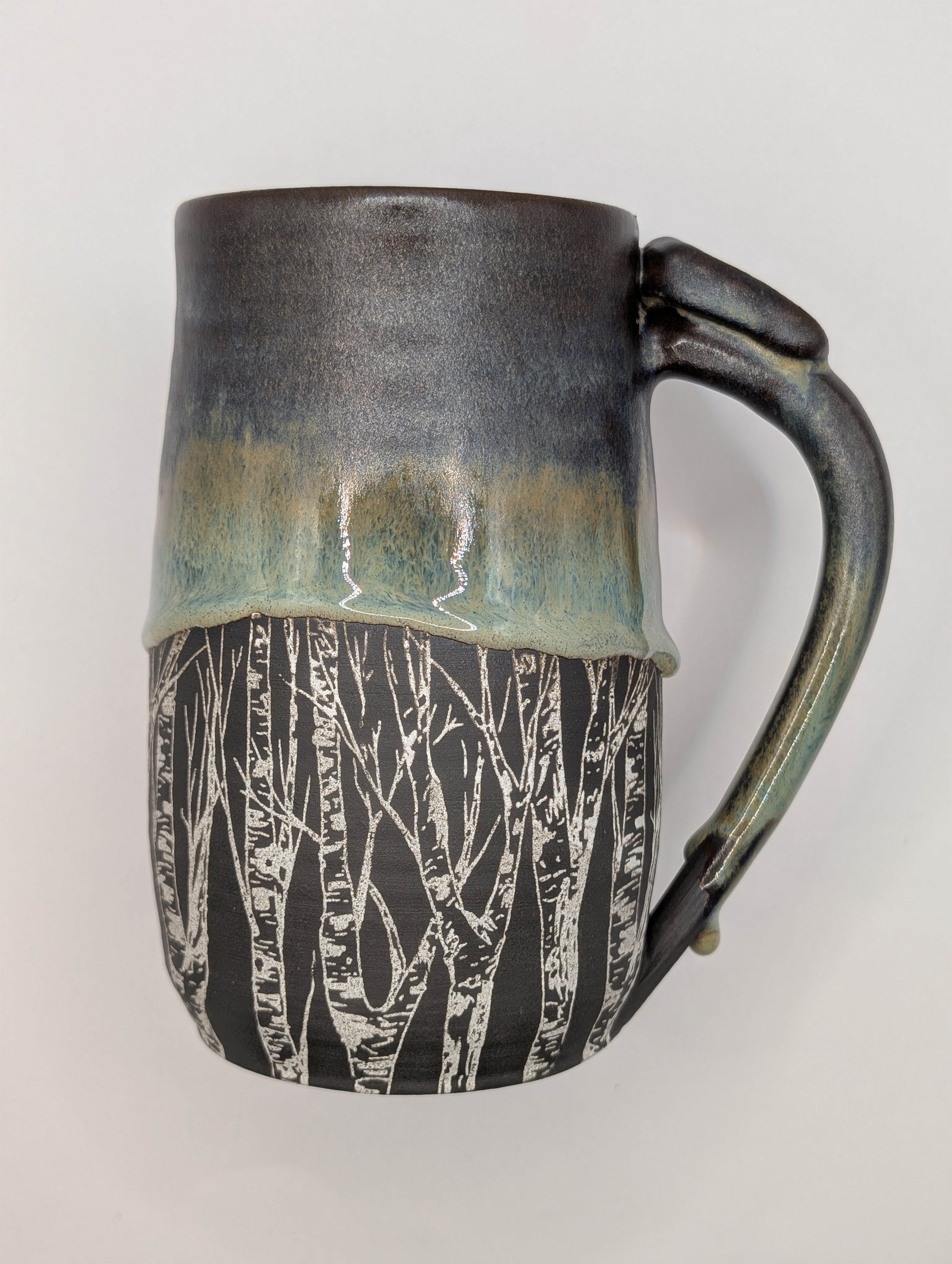 Birch tree mug • 22oz • bronze green