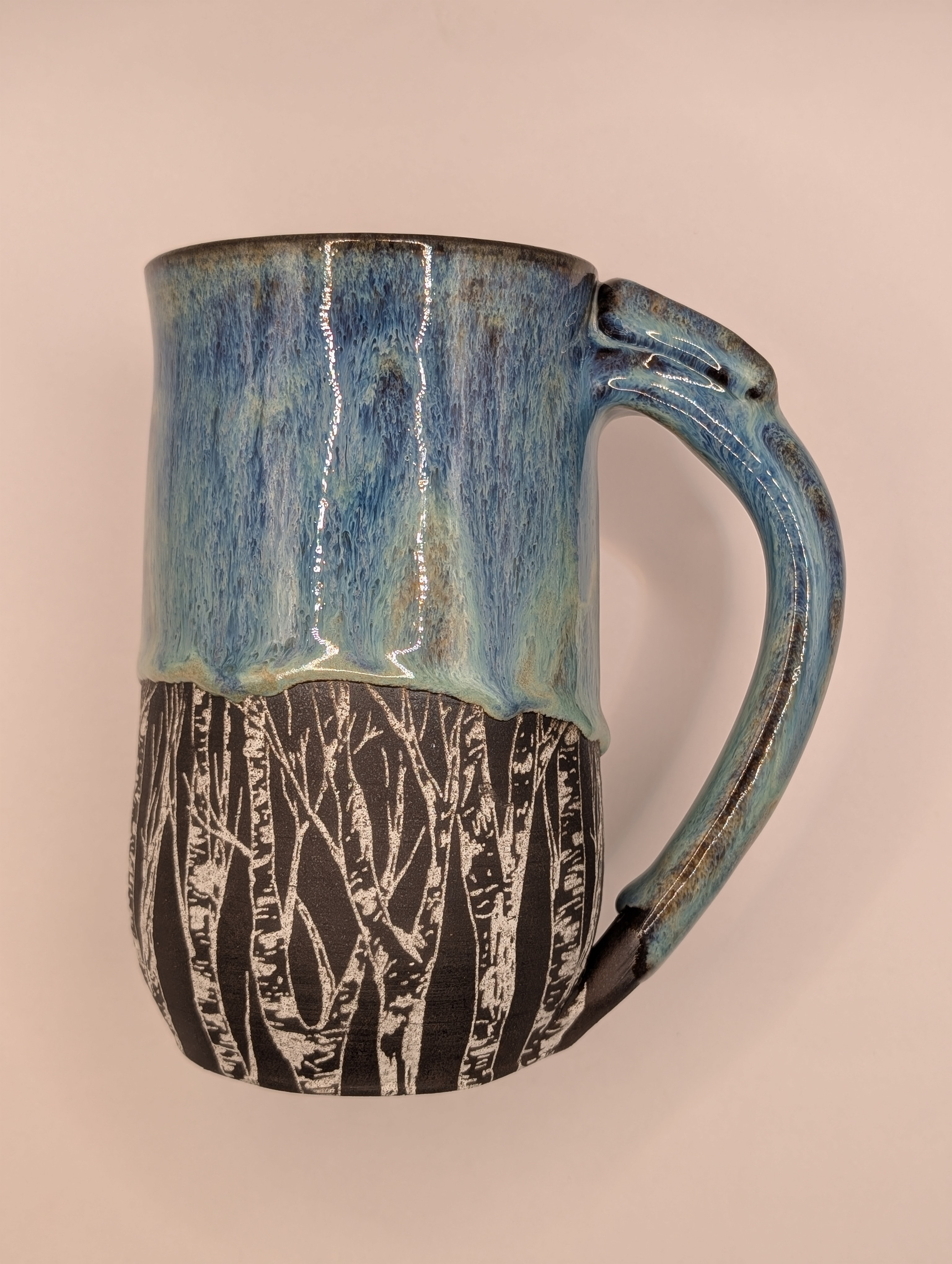 Birch Tree mug • 18oz • aqua blue 