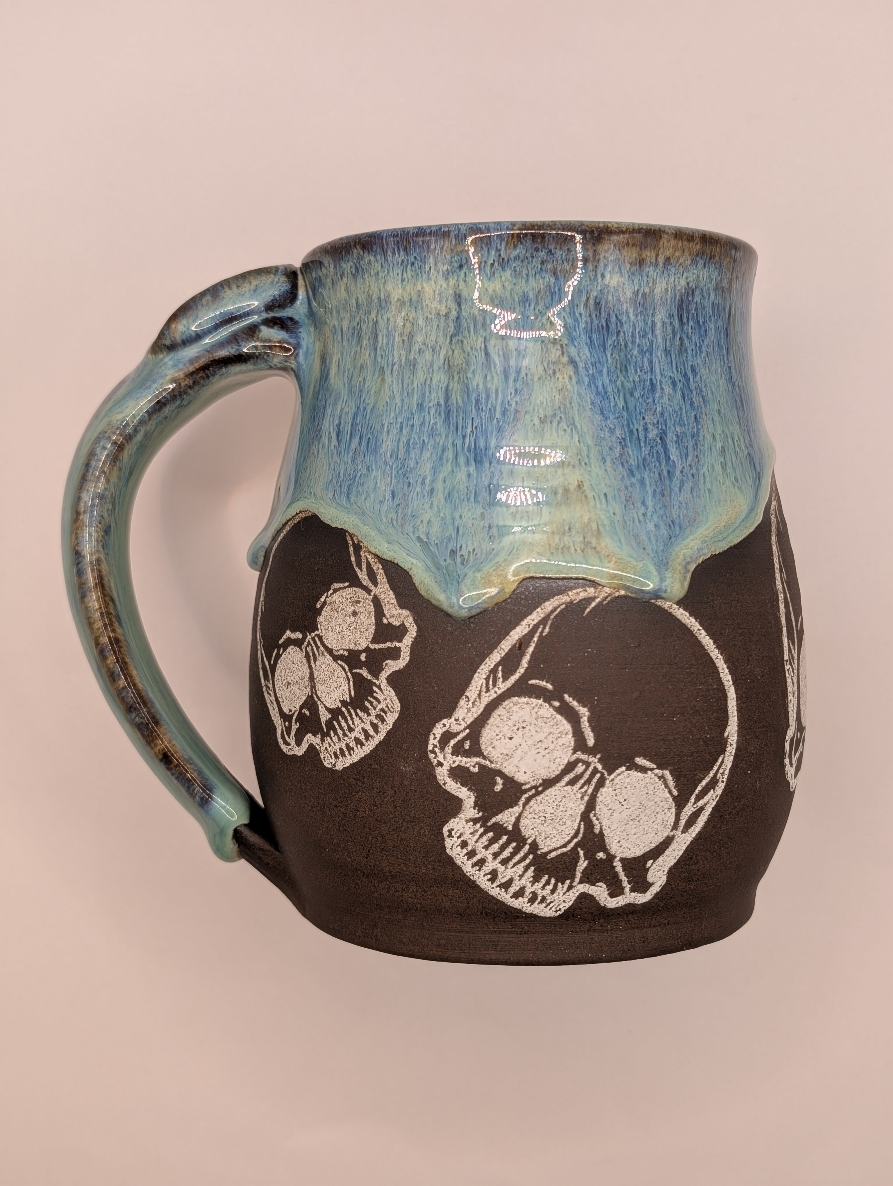 Skull mug • 22oz • blue aqua 