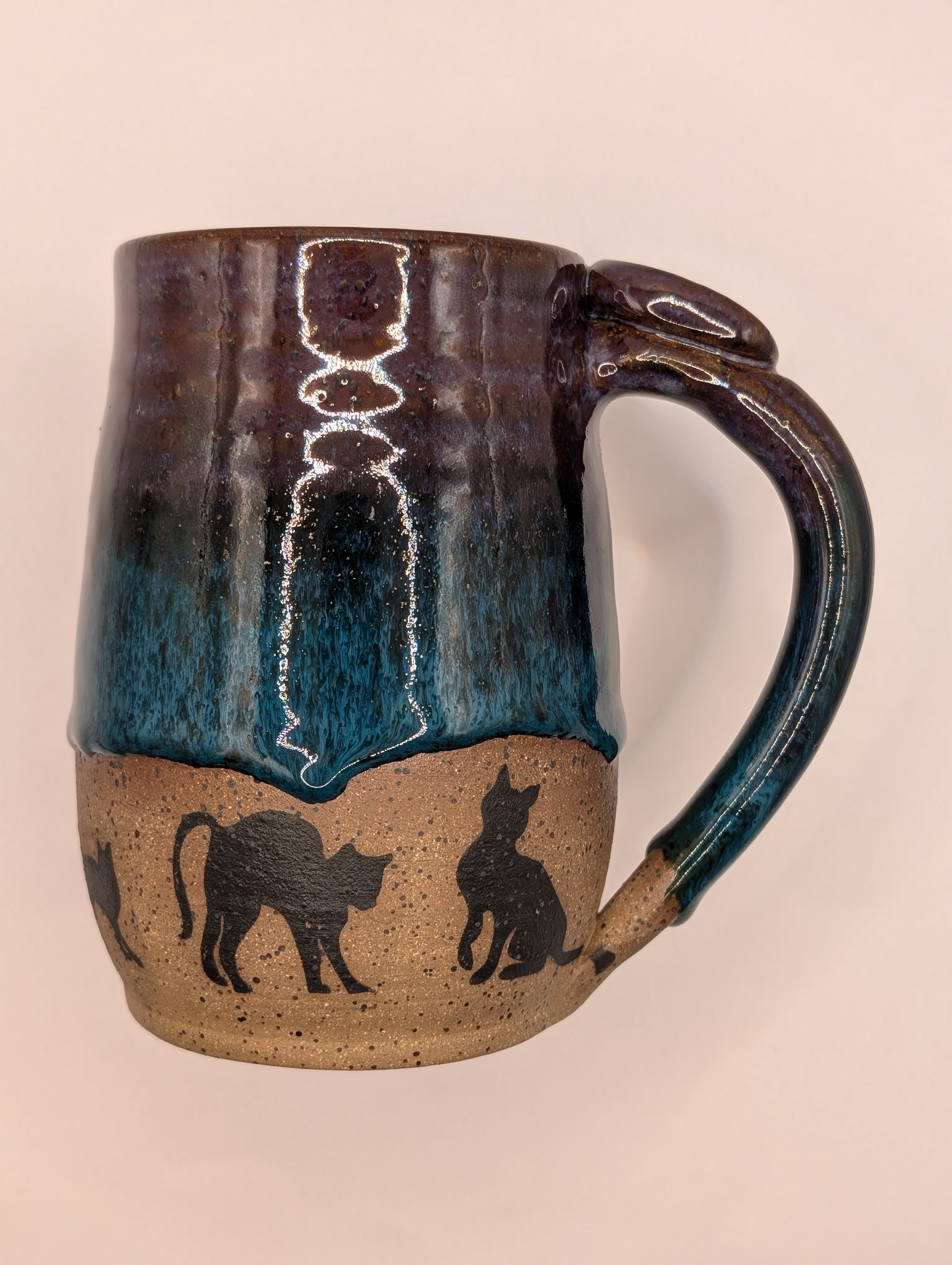 Cat mug • 22oz • purple turquoise 