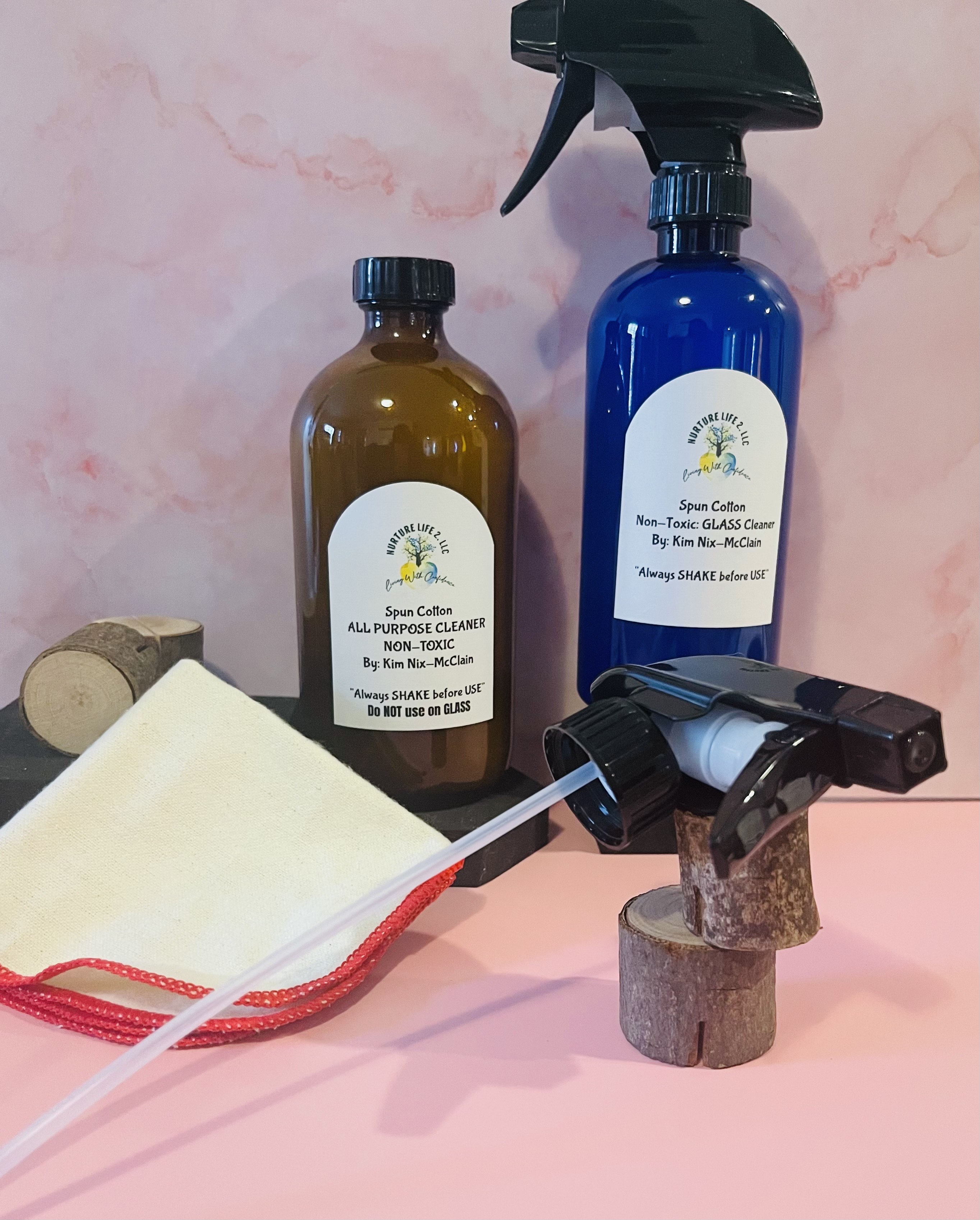 Natural Cleaning Products (NO CHEMICALS) with Reusable Spray Bottles
