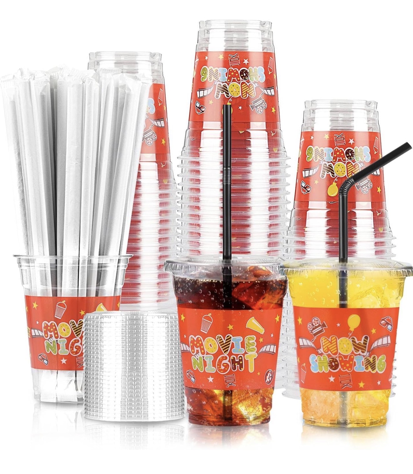 Movie Night-Cups/Lids/Straws (10)