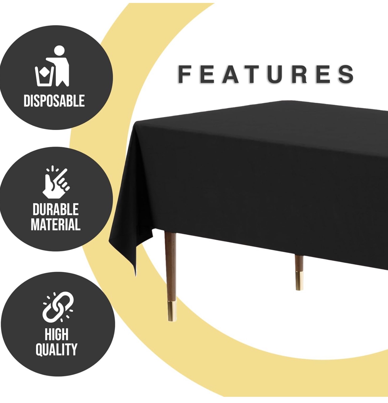  (2) 6-8ft Table Cloth: Black