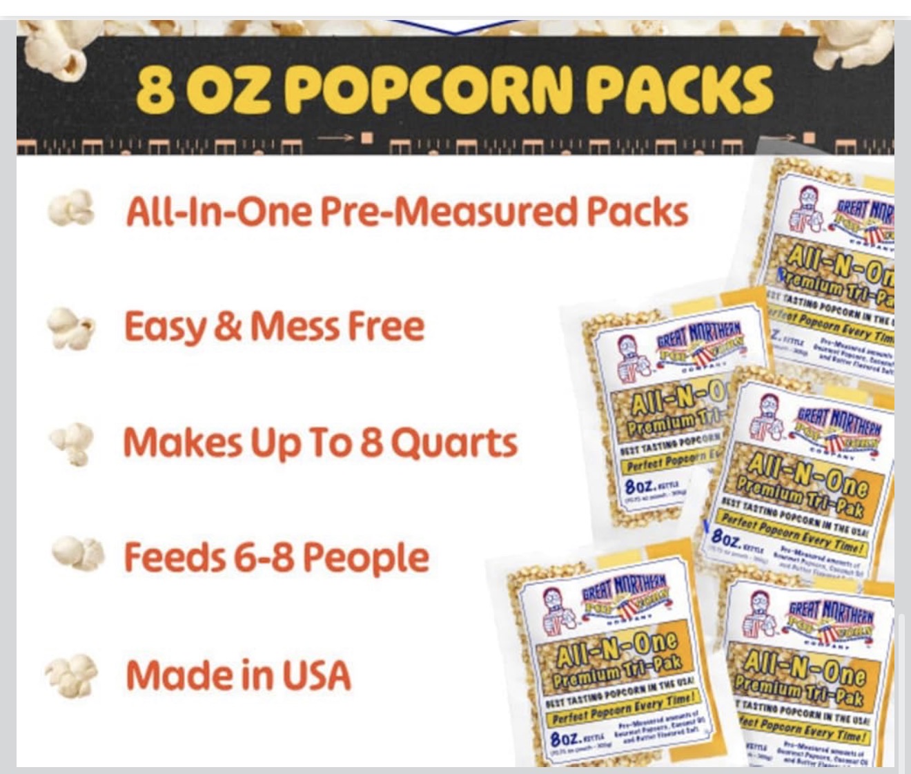 8oz Popcorn Kernels  (1-bag)