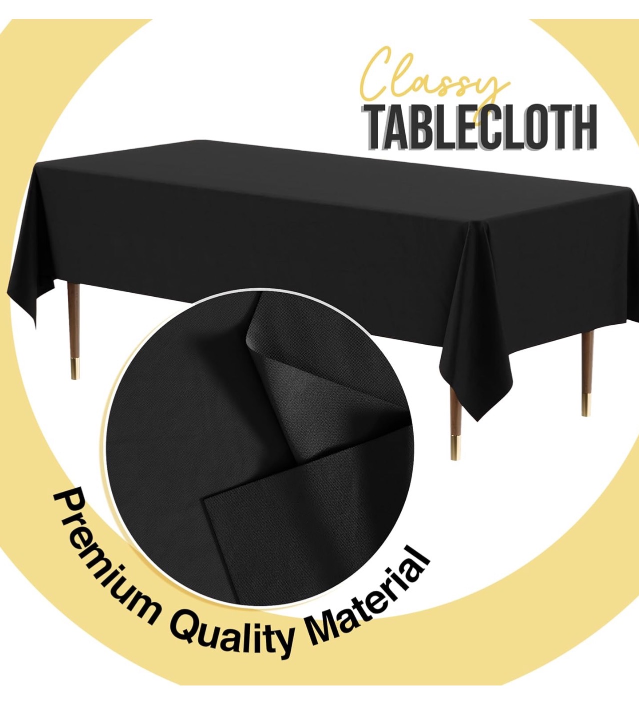 (2) 6-8ft Table Cloth: Black