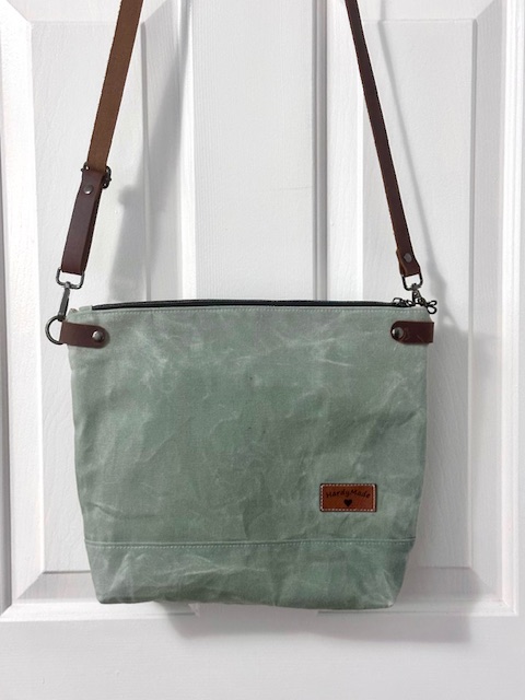 Ladies Medium Large Bag Waxed Canvas & Linen Canvas Pocket