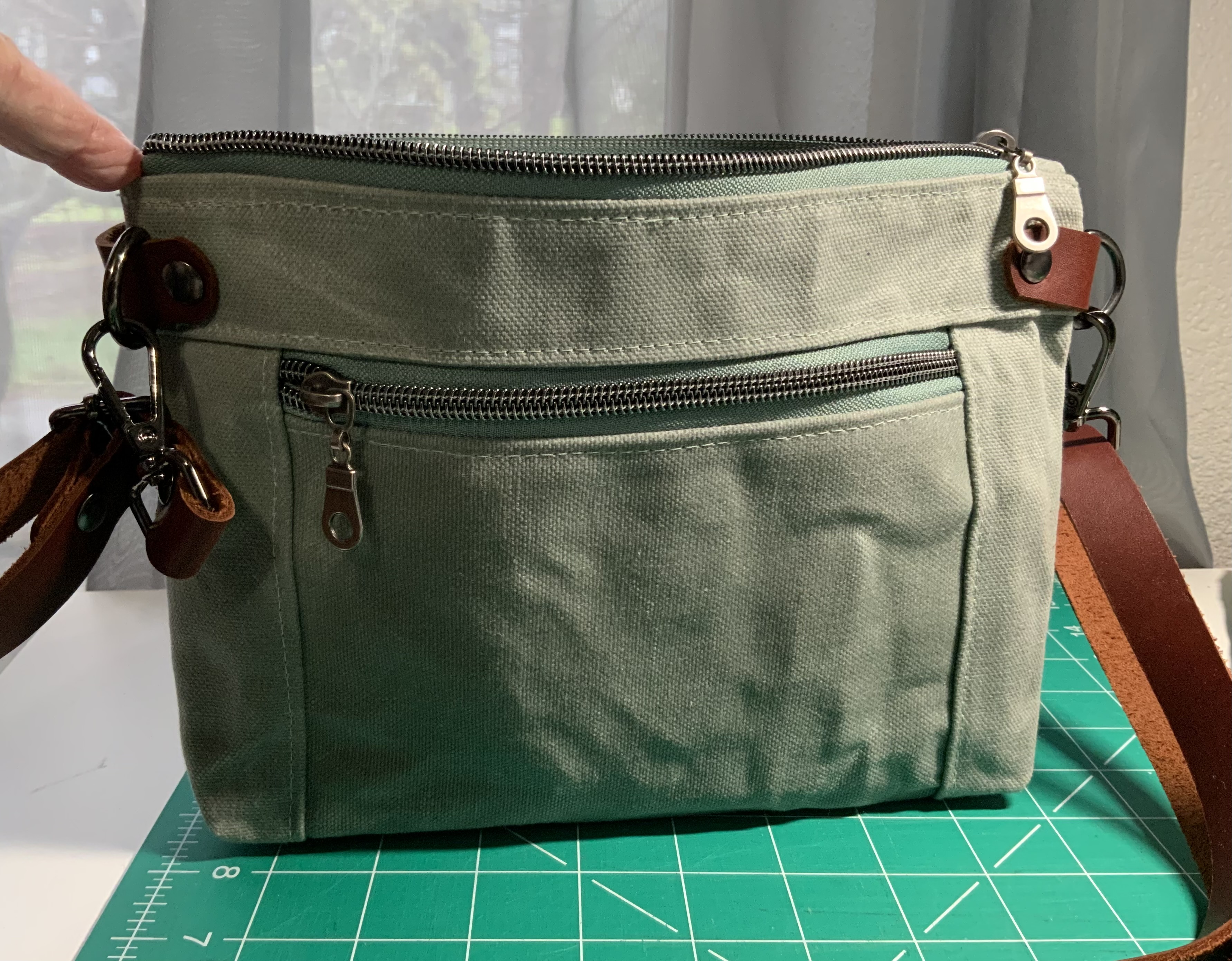 Waxed Canvas Crossbody - Devon Style Leather Strap & Connector