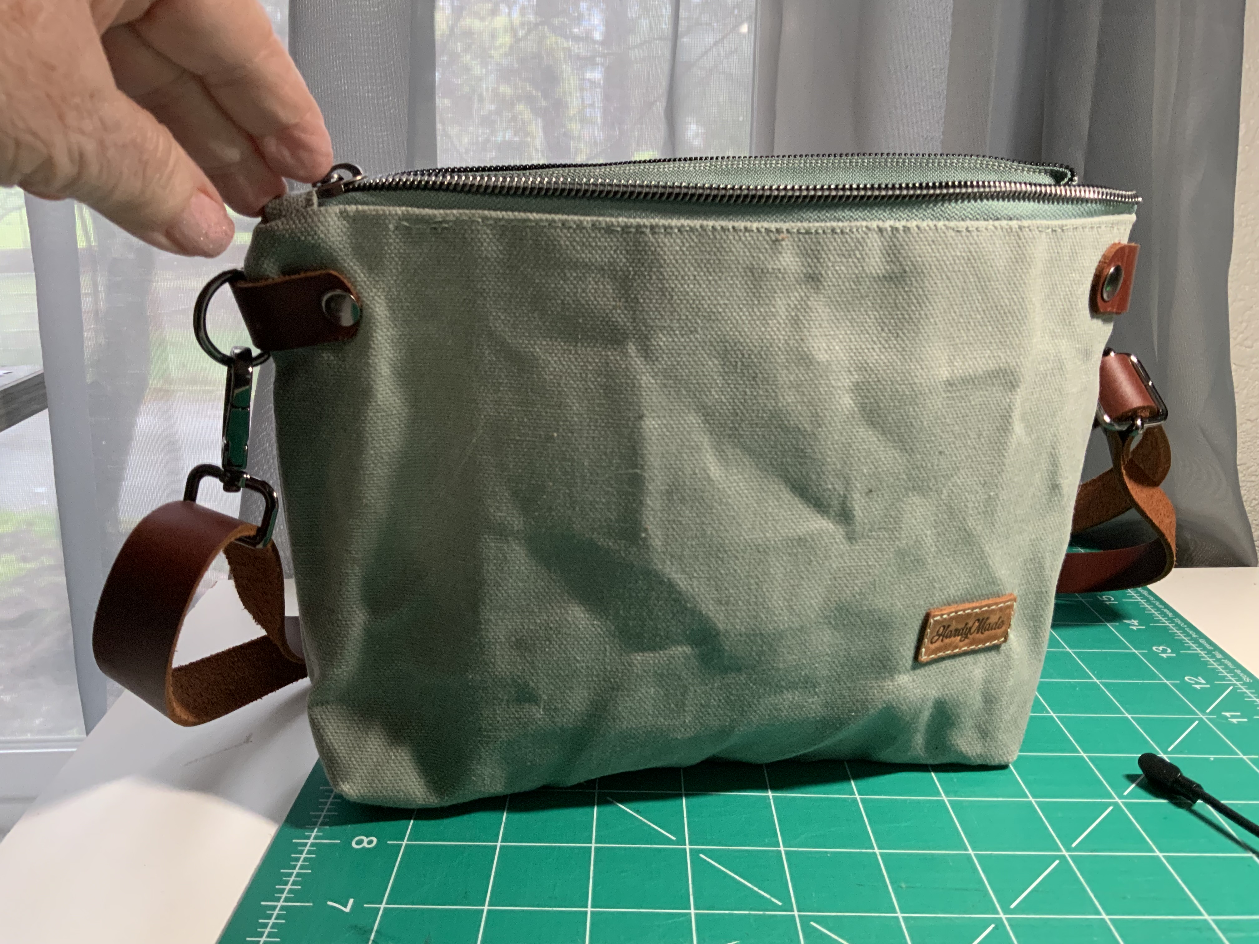 Waxed Canvas Crossbody - Devon Style  Leather Strap & Connector