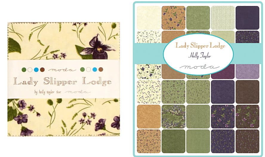 Lady Slippers Lodge PreCut Cotton Fabric Destash Charm Pack Bundle of 3