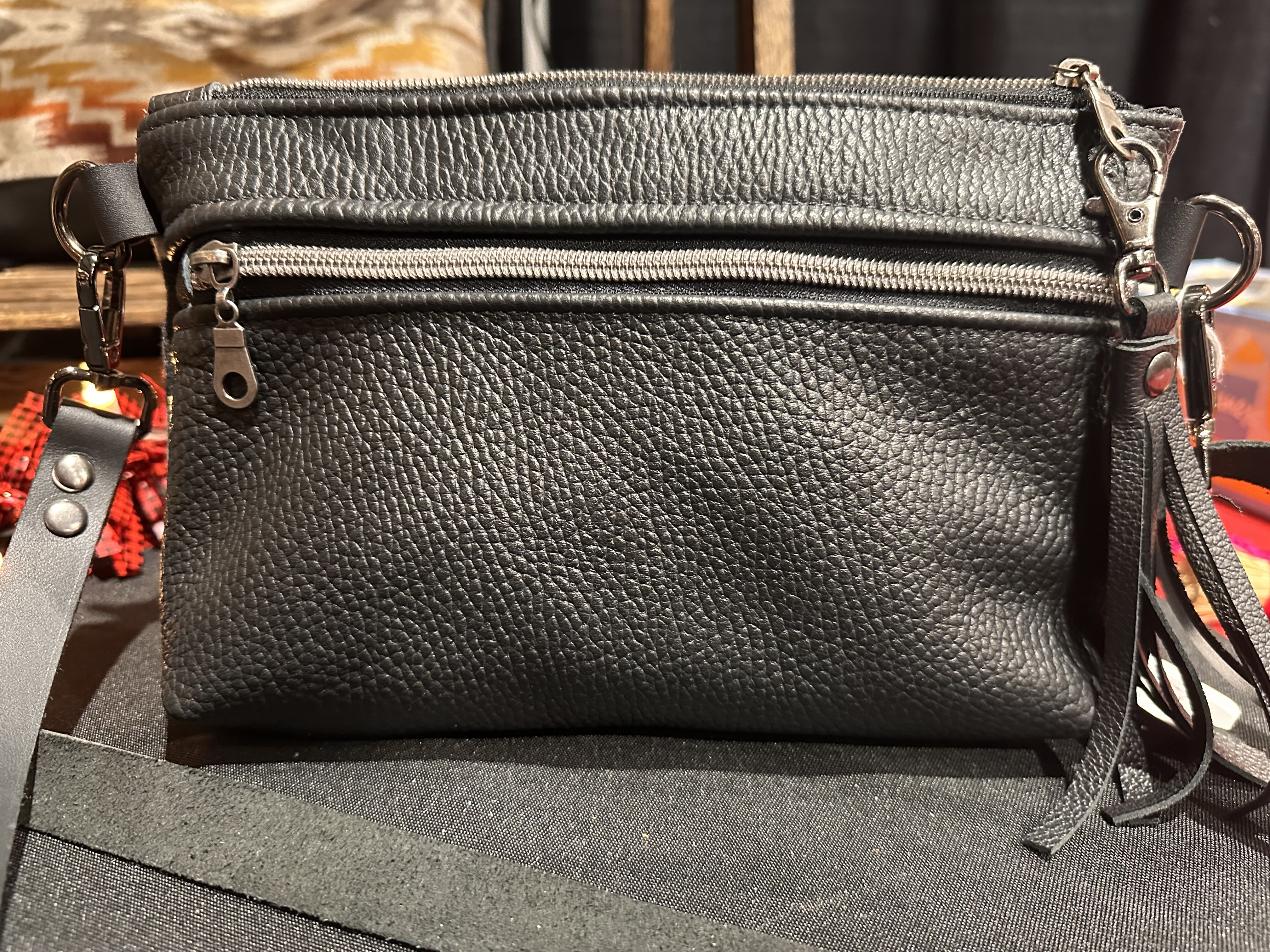 Leather & Portland Wool Small Crossbody Bag 9”x6”