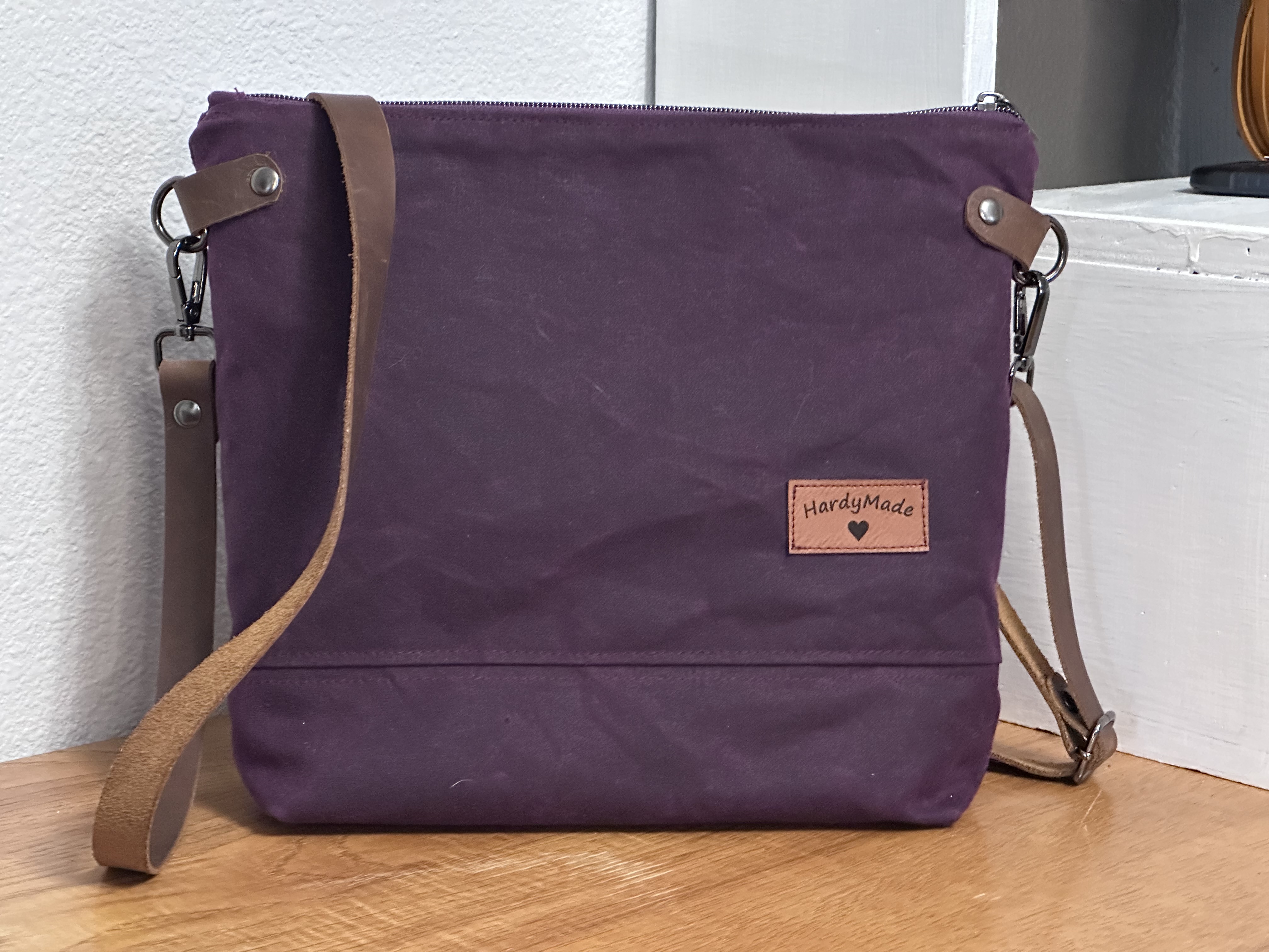 Waxed Canvas Crossbody - Leather Strap & Connector