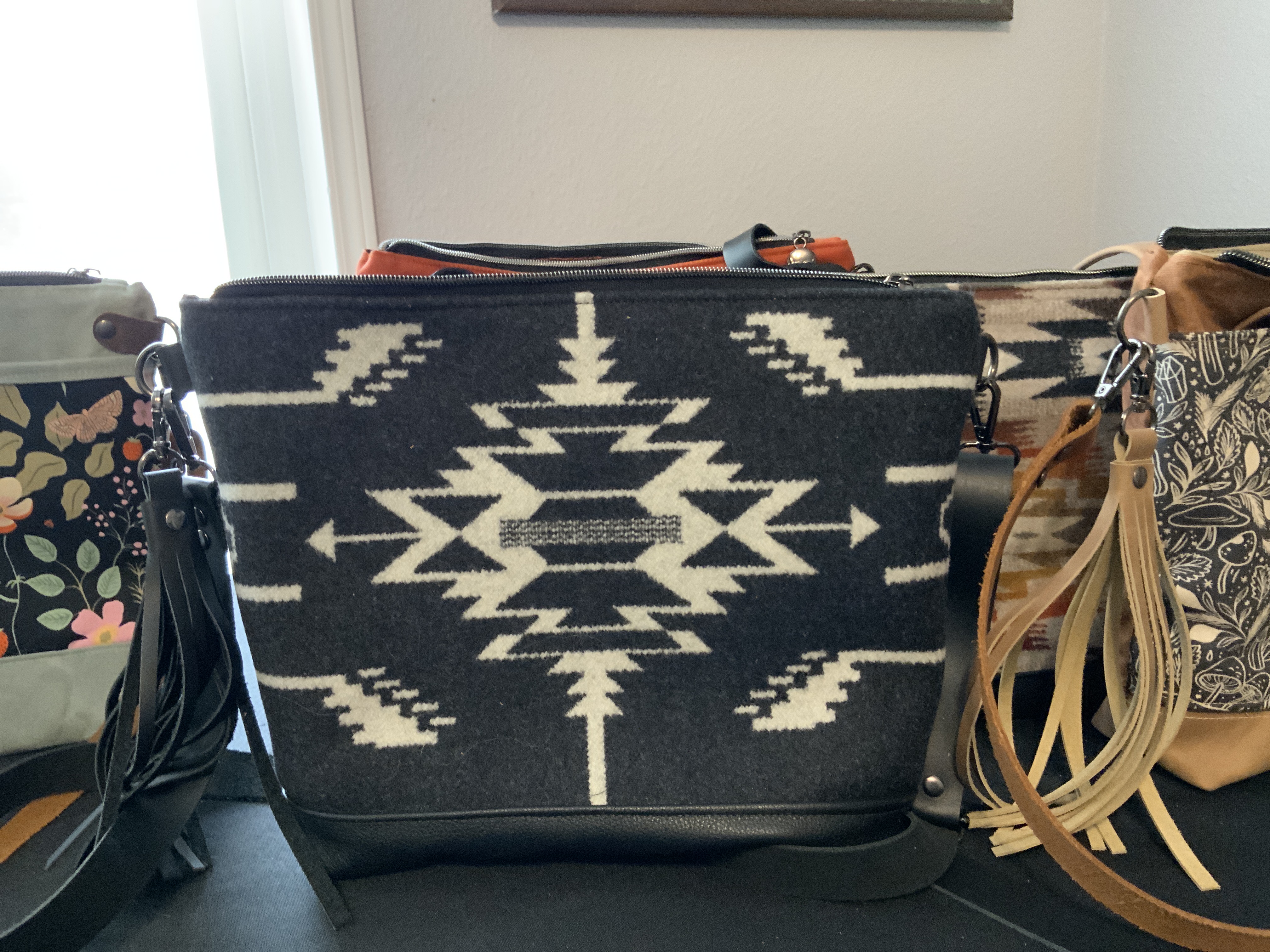 Black and White Tribal Pattern Shoulder Bag