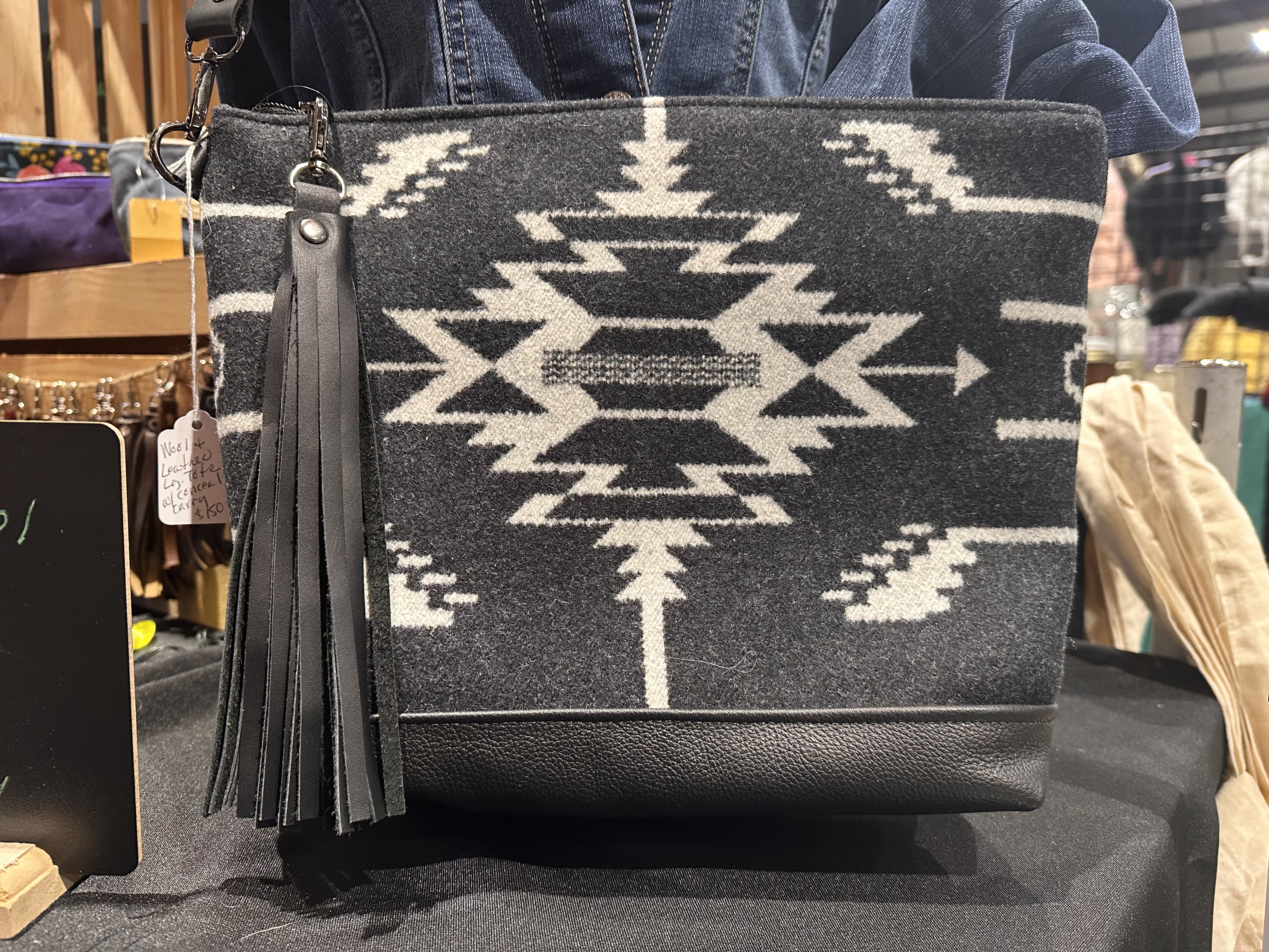 Black and White Tribal Pattern Shoulder Bag