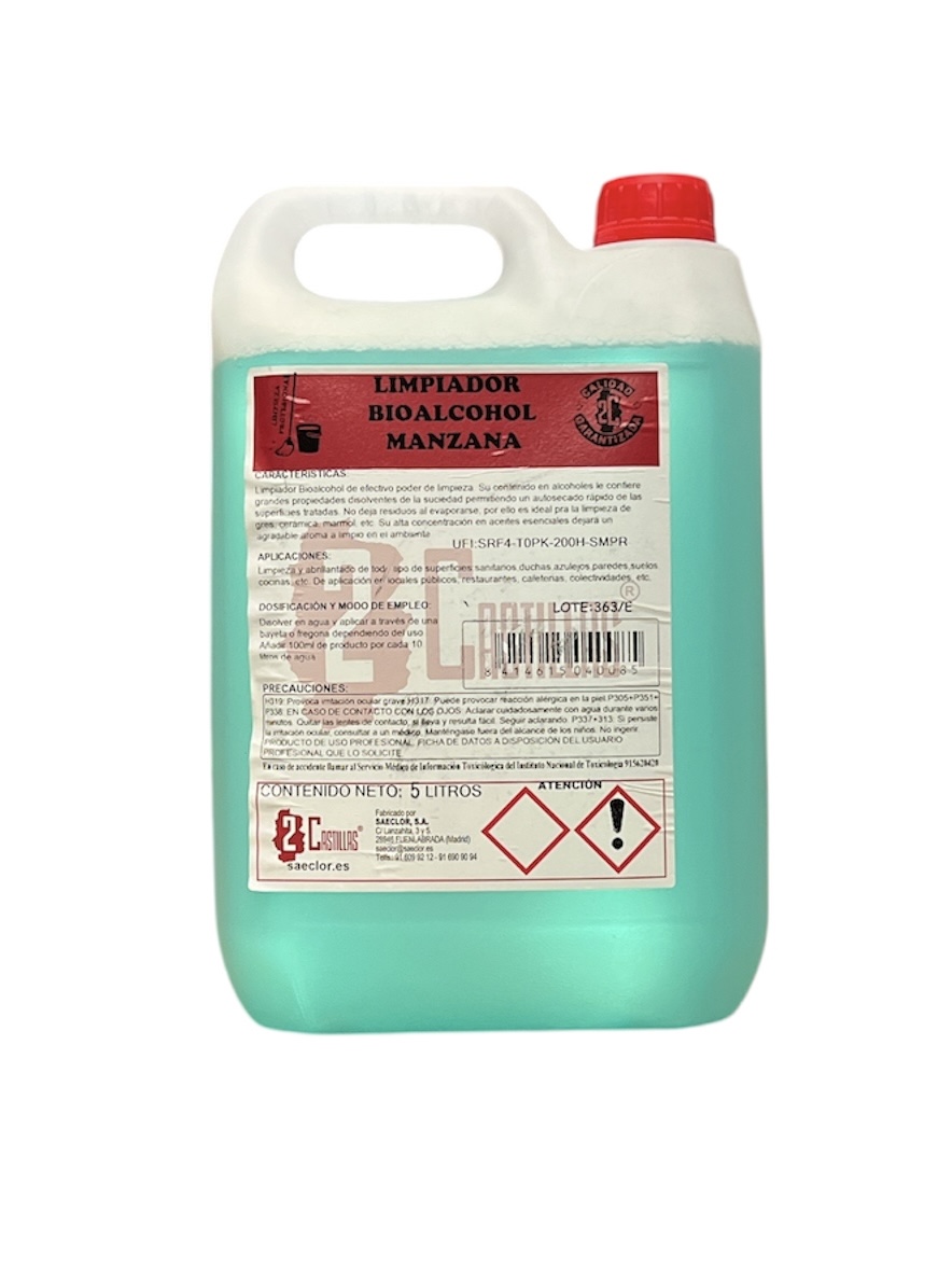 Limpiador Bio Alcohol Manzana 2 Castillas 5L