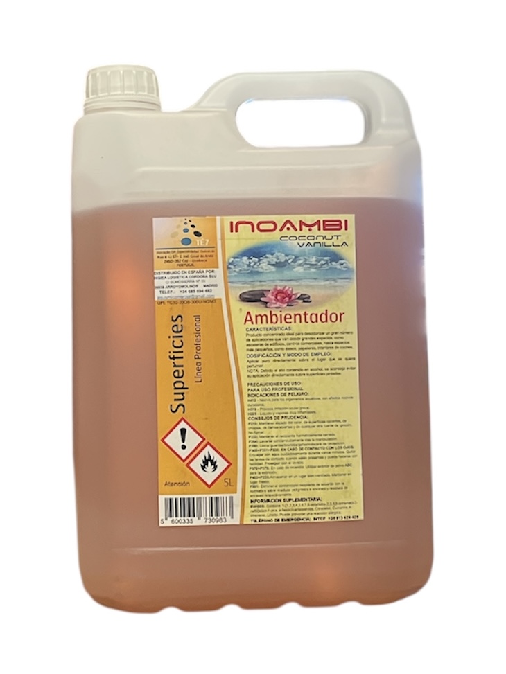 Ambientador Coconut Vanilla Superficies Línea Profesional 5L de INOAMBI