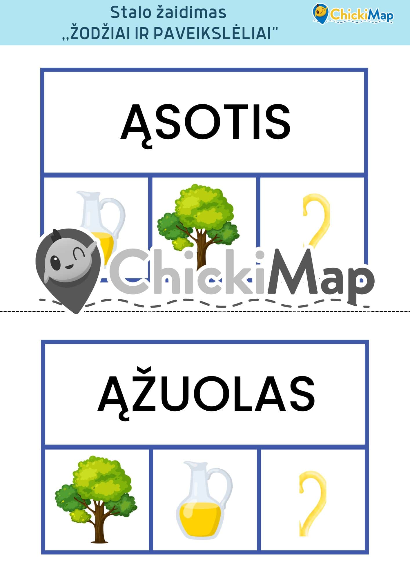 Stalo žaidimas ,,ŽODŽIAI IR PAVEIKSLĖLIAI"