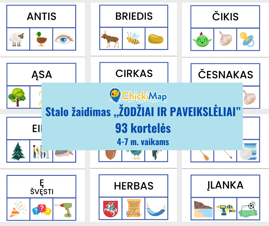 Stalo žaidimas ,,ŽODŽIAI IR PAVEIKSLĖLIAI"