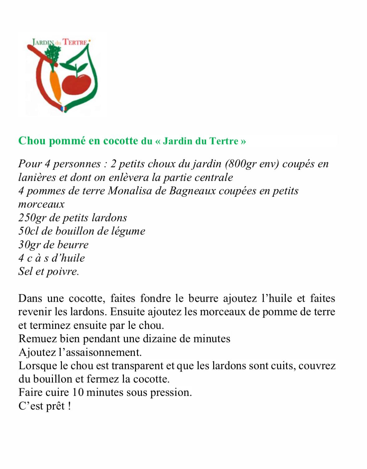 chou pommé (1kg env pièce)