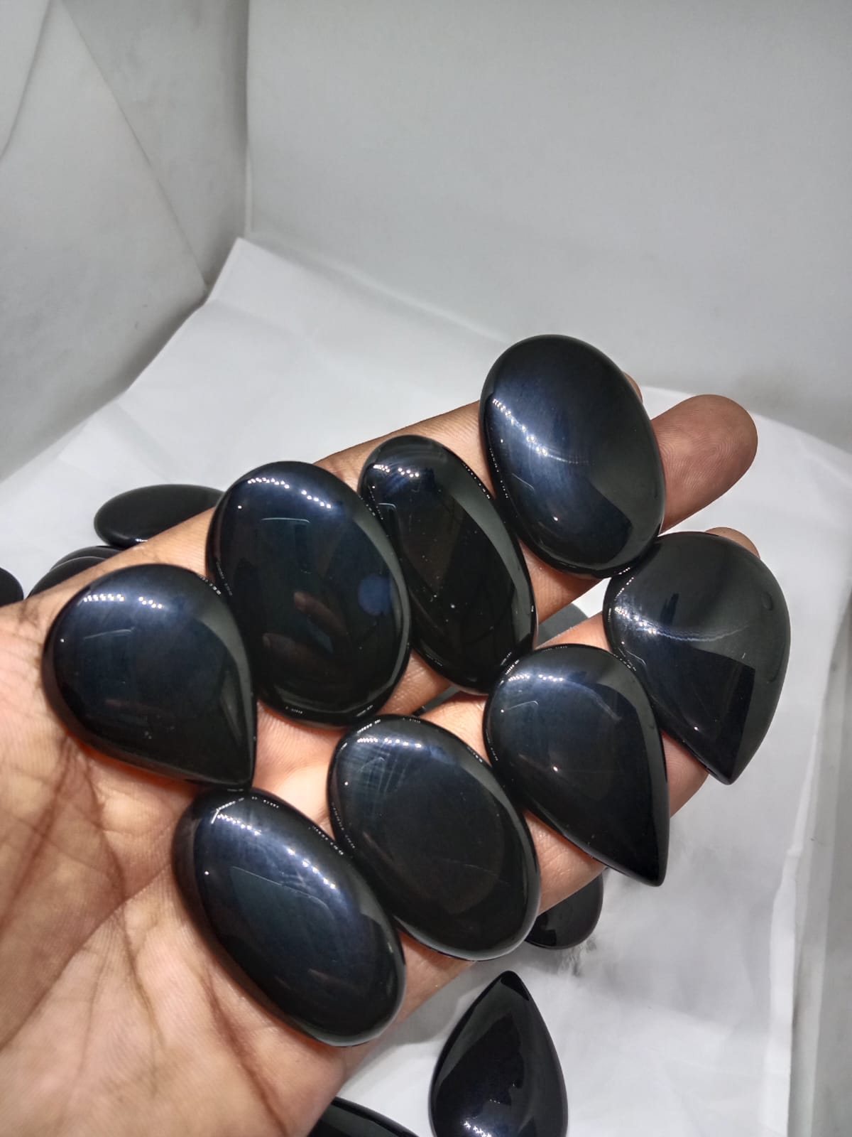 BLACK ONYX Heart Shape Cabochon Wholesale Lot Jewelry Making (Natural)