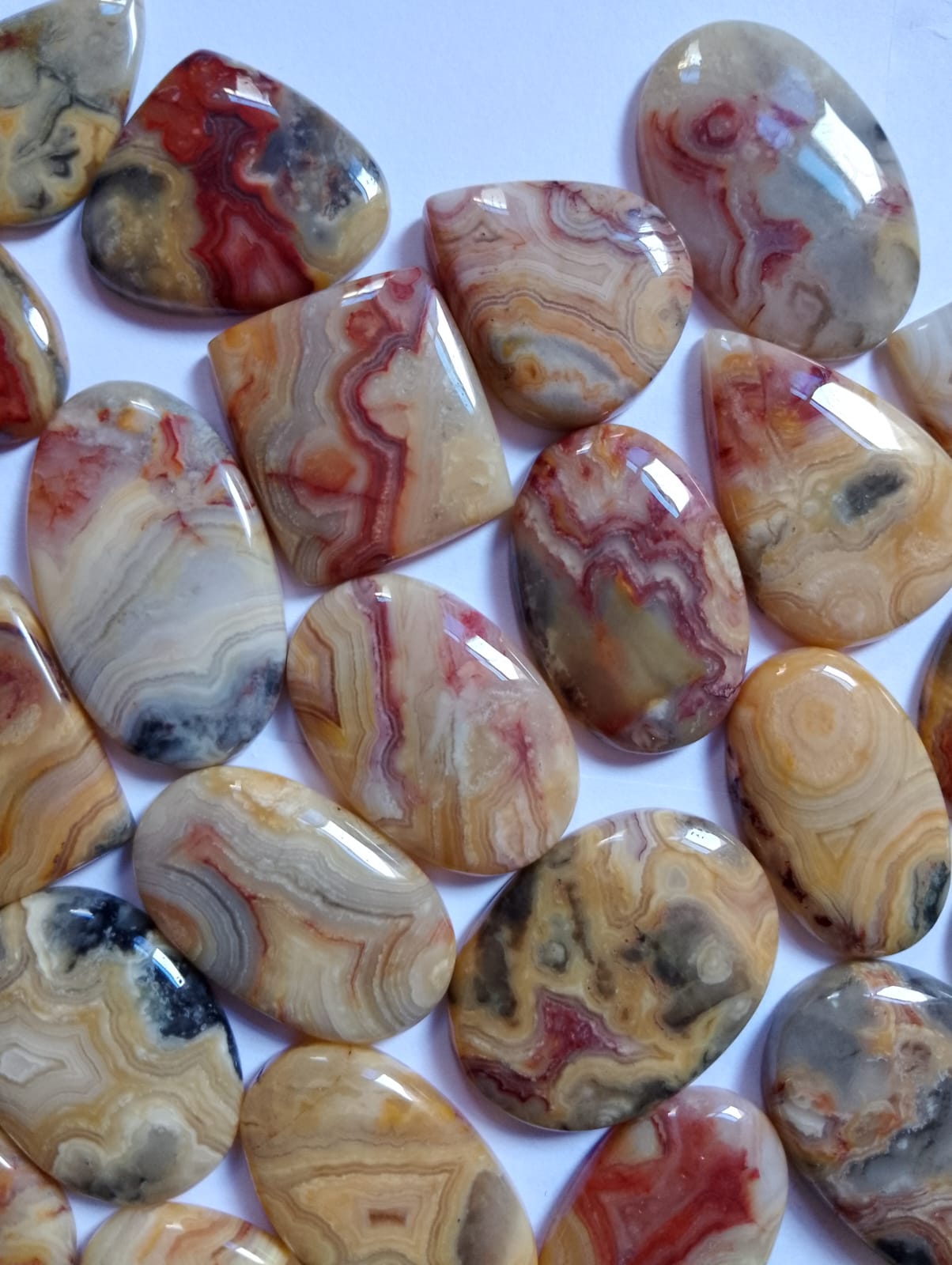 Natural Yellow  Crazy Lace Agate Cabochon (Natural)
