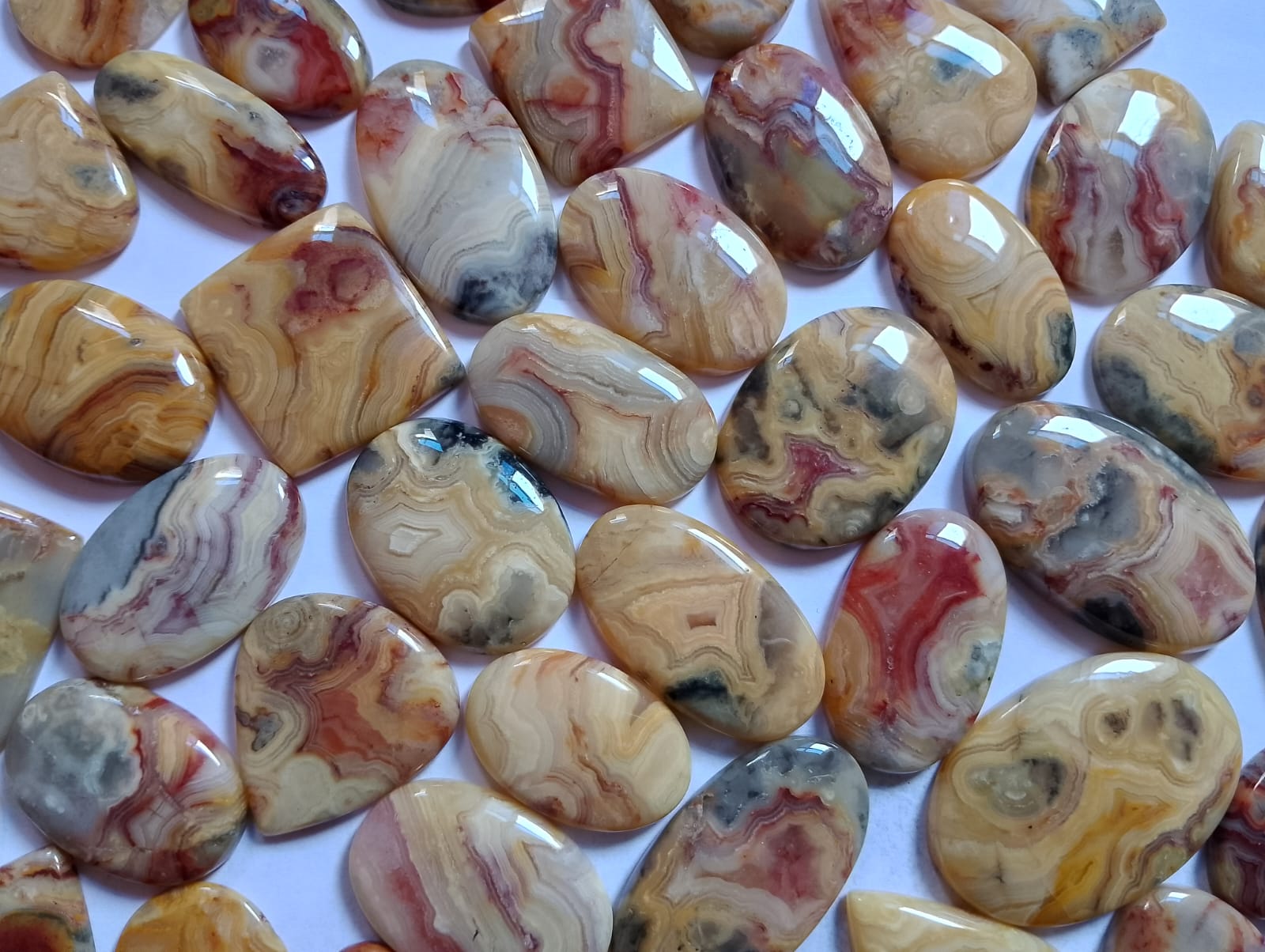 Natural Yellow  Crazy Lace Agate Cabochon (Natural)