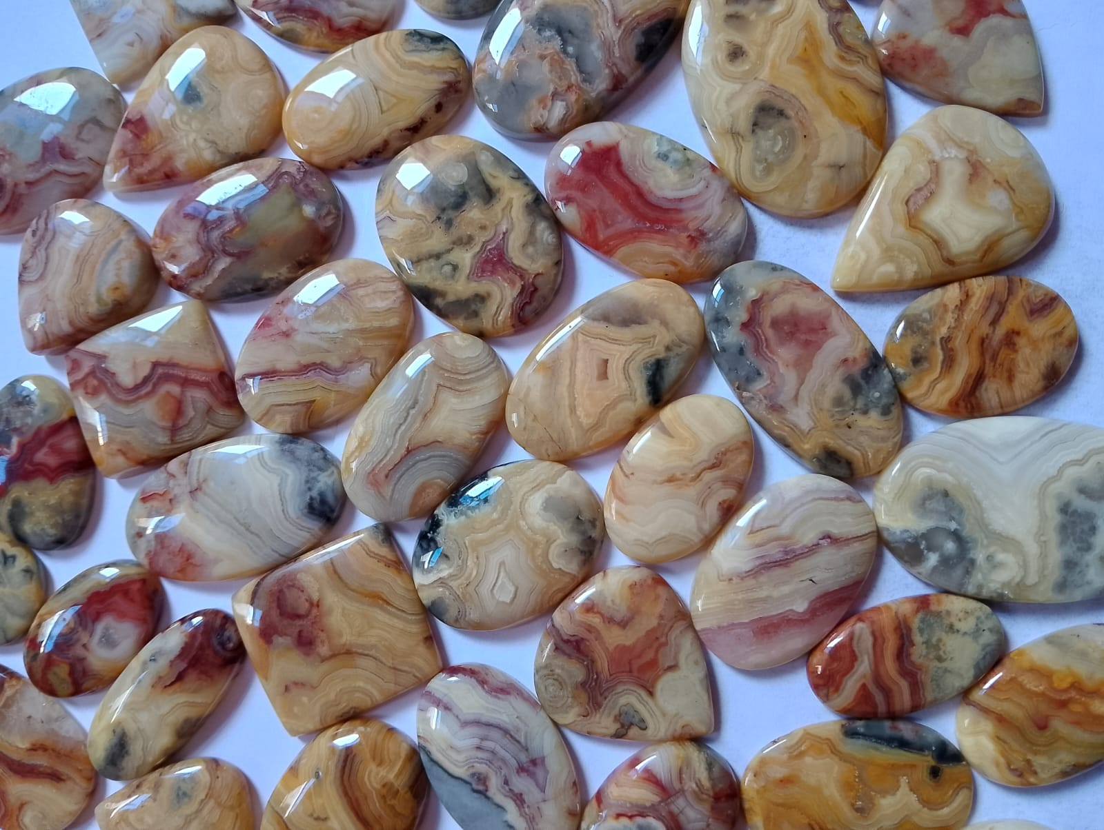 Natural Yellow  Crazy Lace Agate Cabochon (Natural)