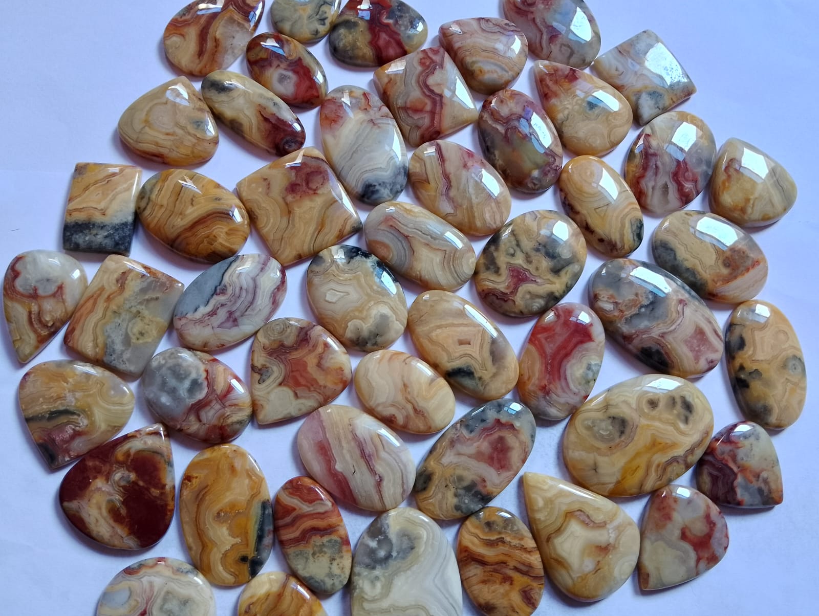 Natural Yellow  Crazy Lace Agate Cabochon (Natural)
