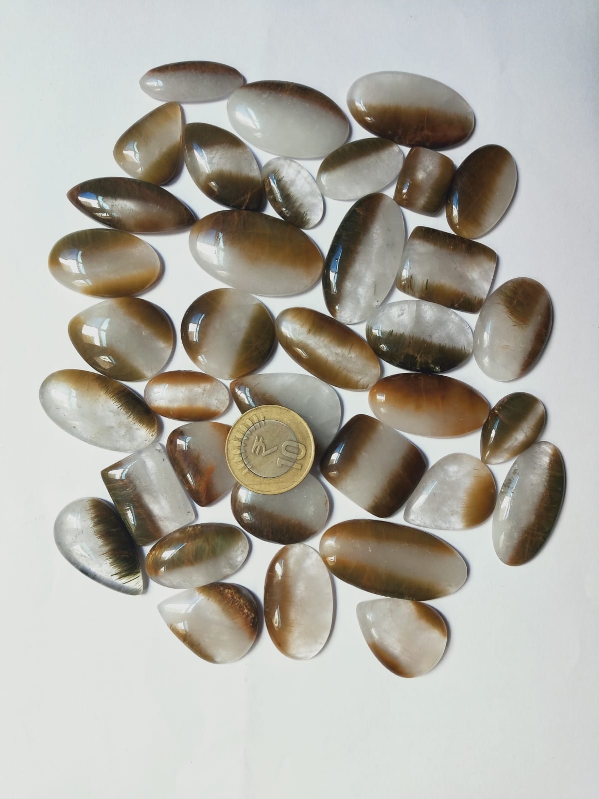 Natural Copper Rutile Quartz Gemstone  (Cabochon )