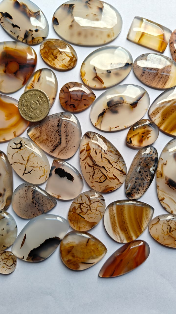 Natural Montana Agate Mix Shape Gemstone (Cabochon )
