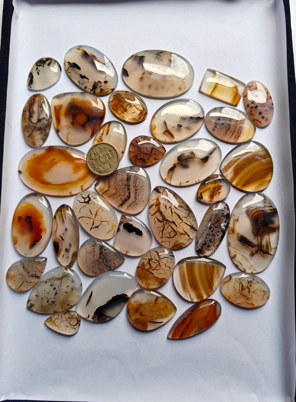 Natural Montana Agate Mix Shape Gemstone (Cabochon )
