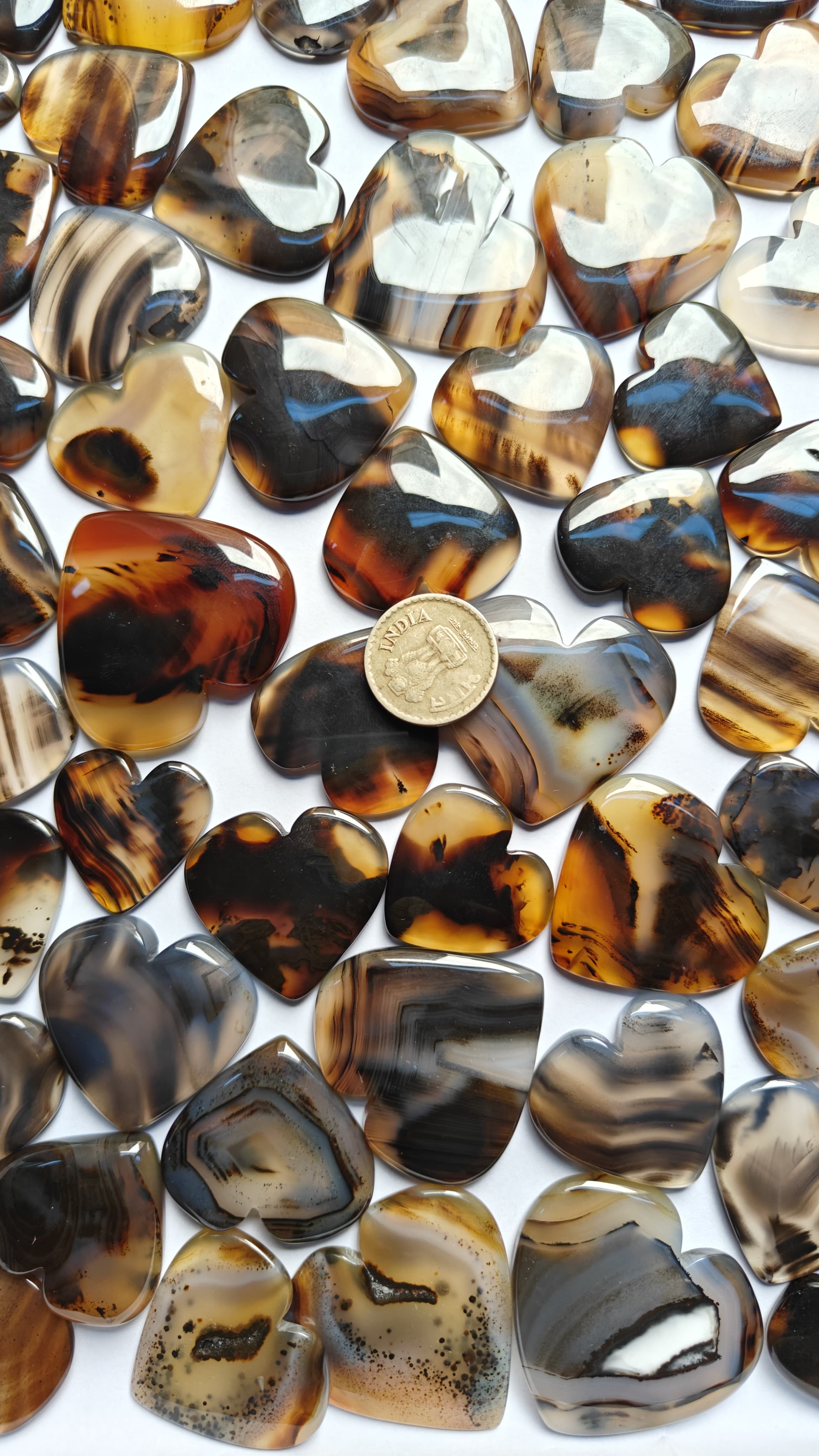 Natural Montana Agate Heart Shape Gemstone (Cabochon )