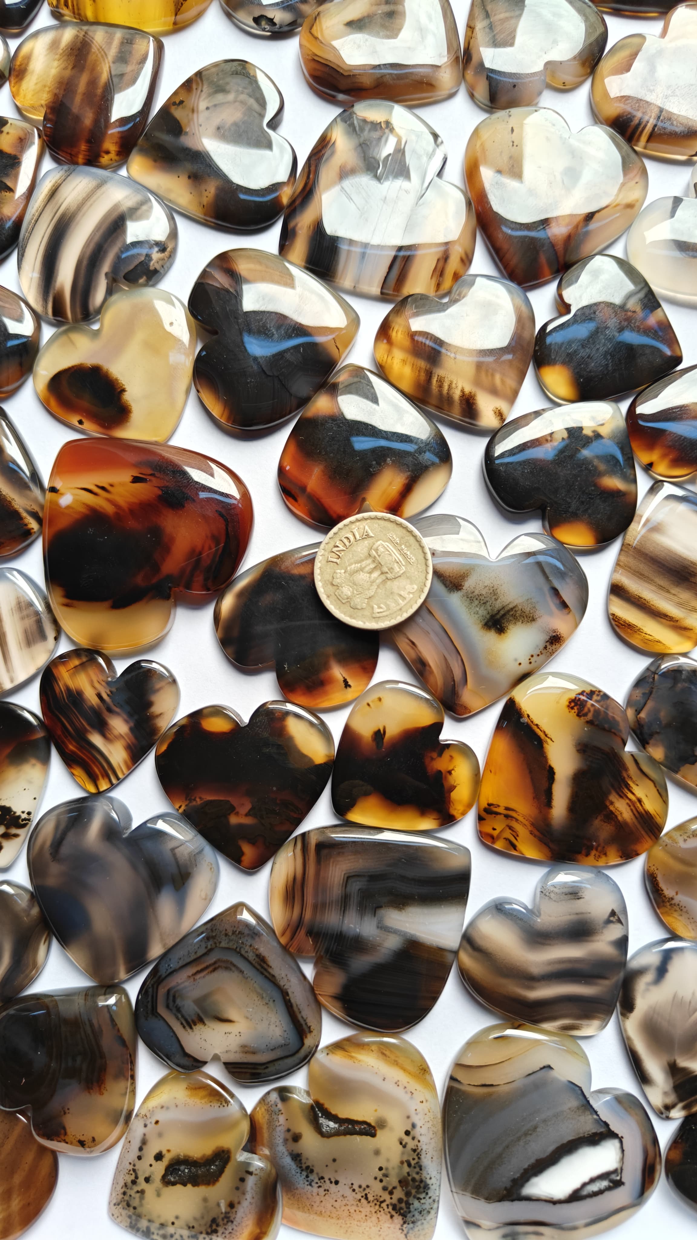 Natural Montana Agate Heart Shape Gemstone (Cabochon )