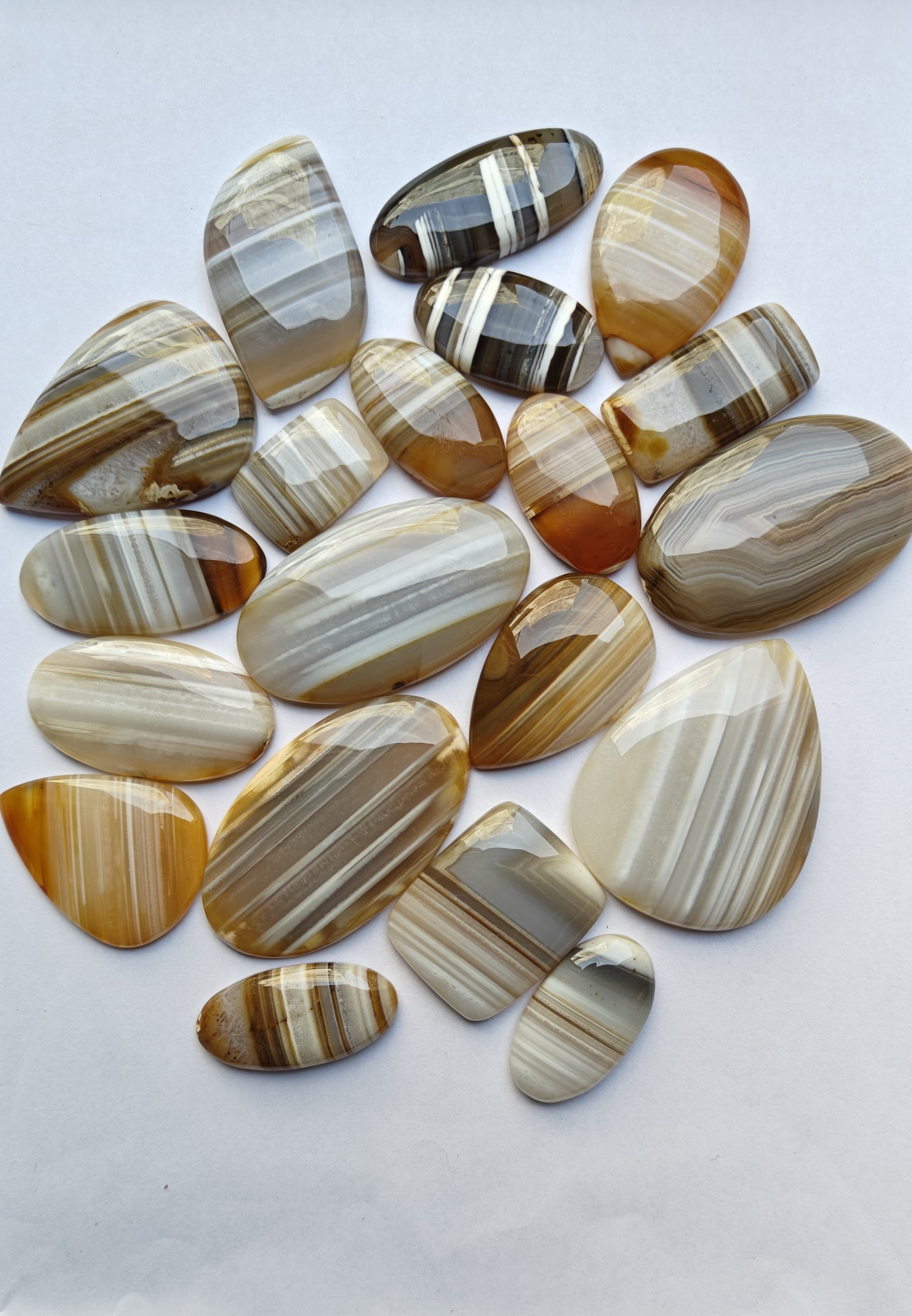 Natural Yellow Banded Agate Mix Shape Gemstone (Cabochon )