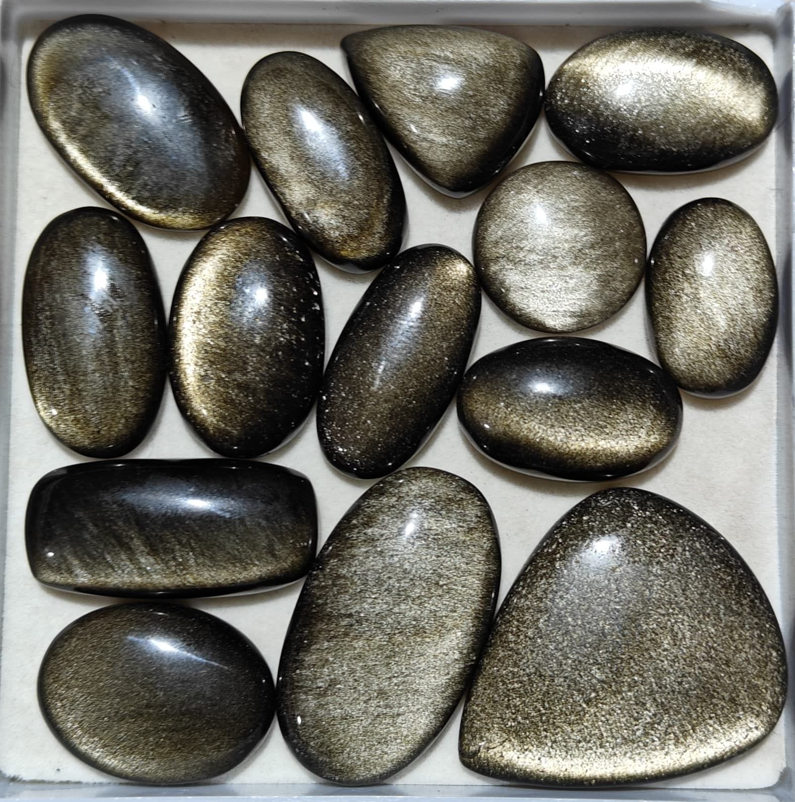 Natural Golden Obsidian Mix Shape Gemstone (Cabochon )