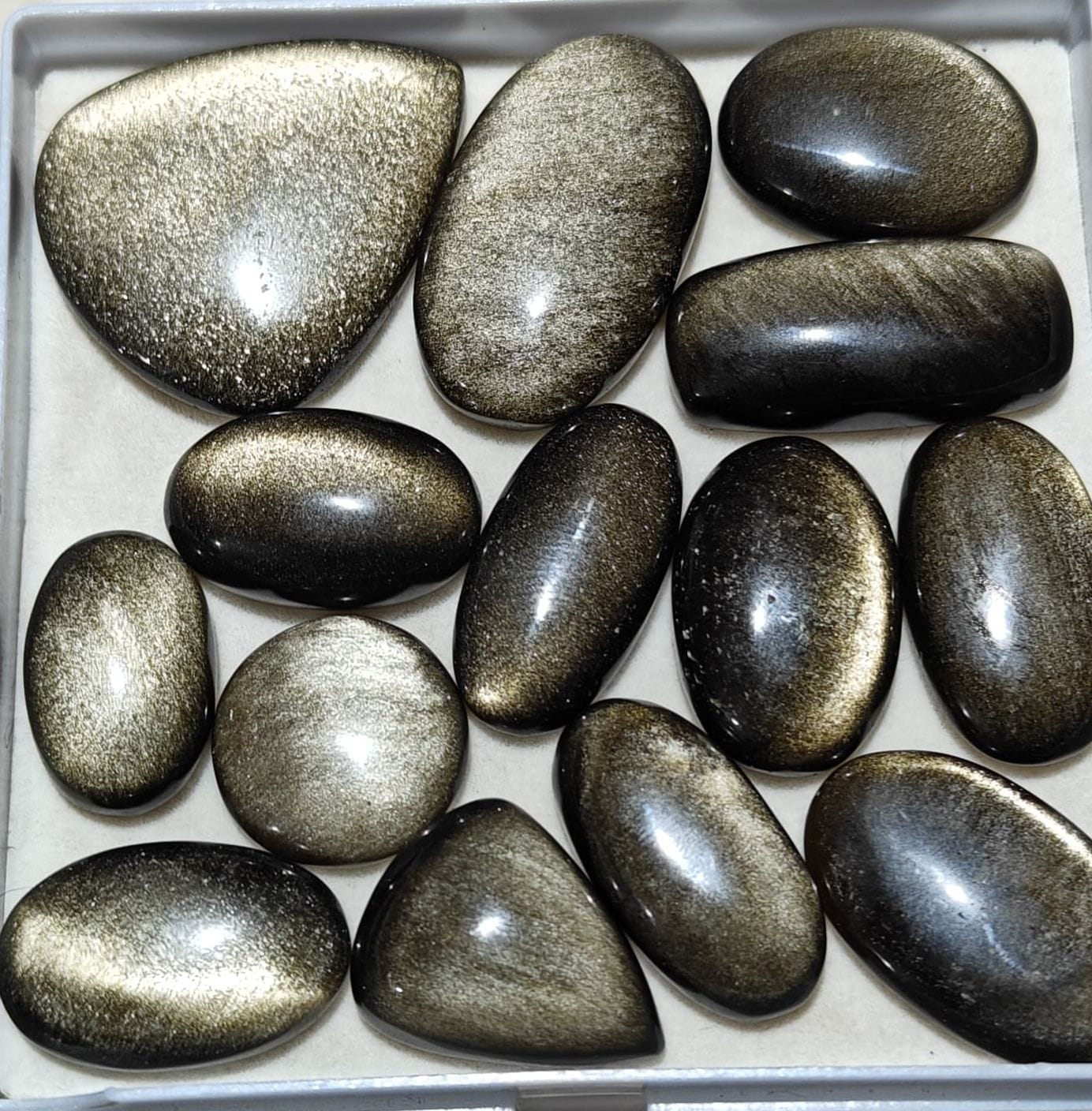 Natural Golden Obsidian Mix Shape Gemstone (Cabochon )