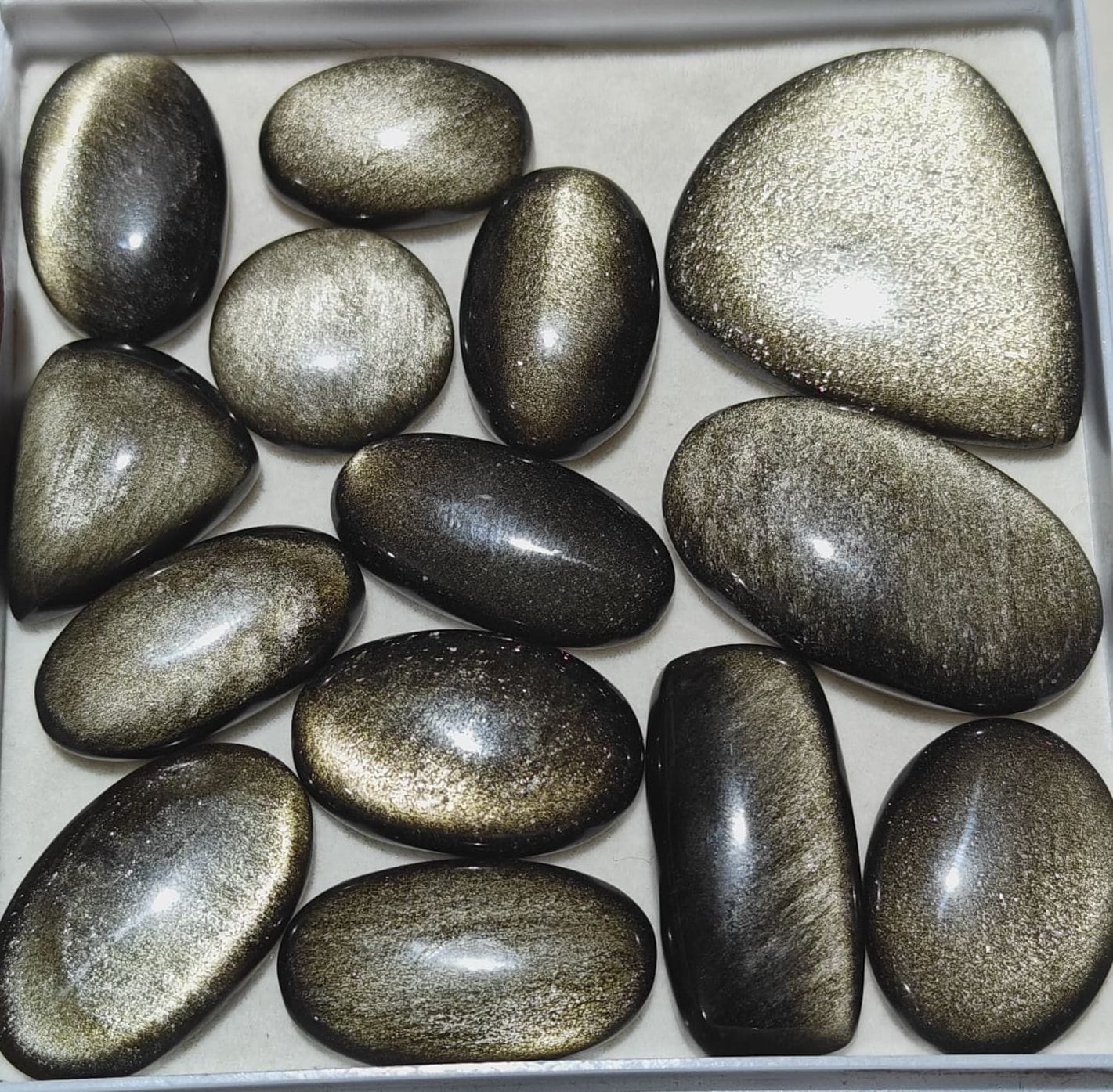 Natural Golden Obsidian Mix Shape Gemstone (Cabochon )